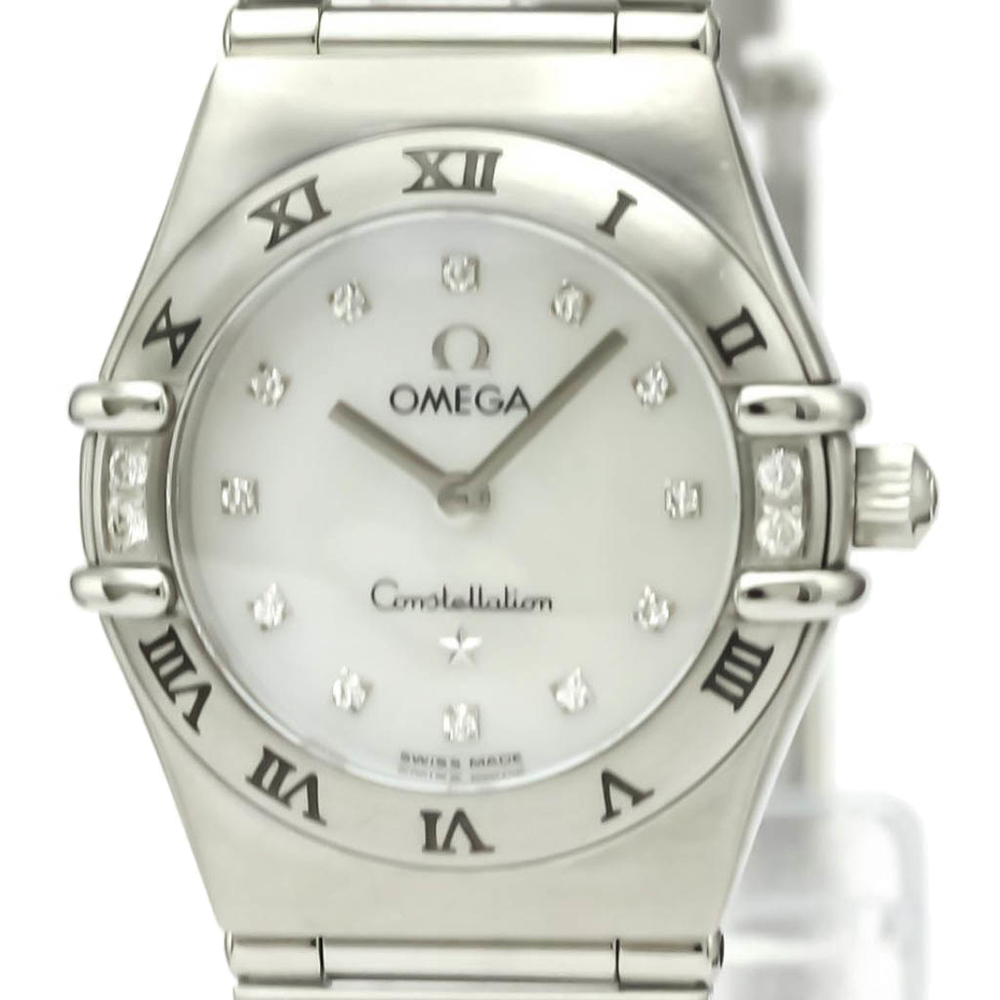 

Omega MOP Diamonds Stainless Steel Constellation Quartz 1566.76 Women's Wristwatch 22 MM, White