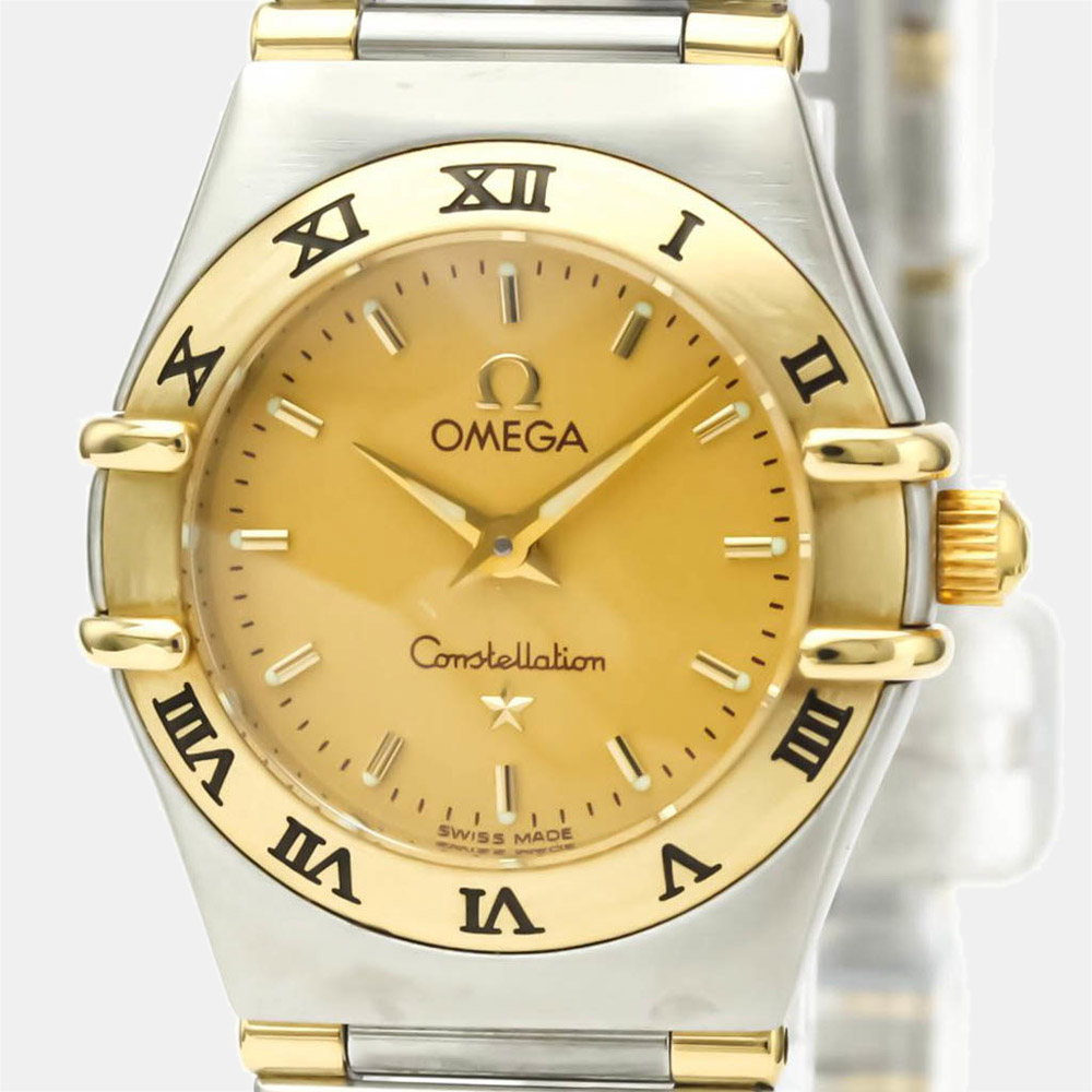 

Omega Champagne 18K Yellow Gold And Stainless Steel Constellation 1362.10 Quartz Women's Wristwatch 22 MM