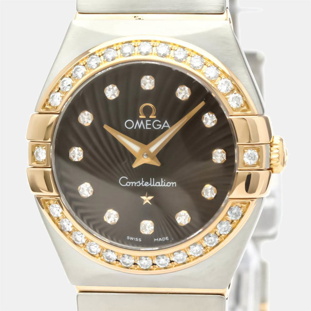 

Omega Brown Diamonds 18K Rose Gold And Stainless Steel Constellation 123.25.24.60.63.001 Quartz Women's Wristwatch 24 MM