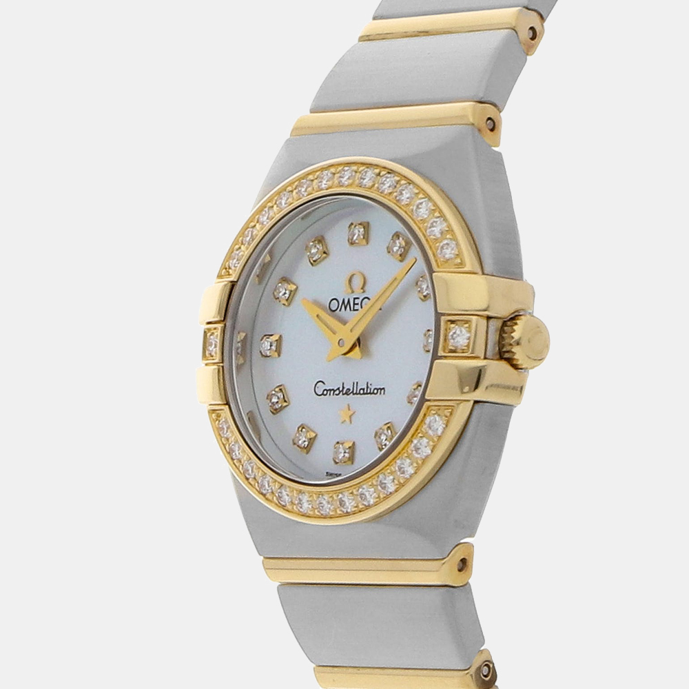 

Omega MOP Diamonds 18K Yellow Gold And Stainless Steel Constellation Double Eagle 1389.75.00 Quartz Women's Wristwatch 34 mm, White