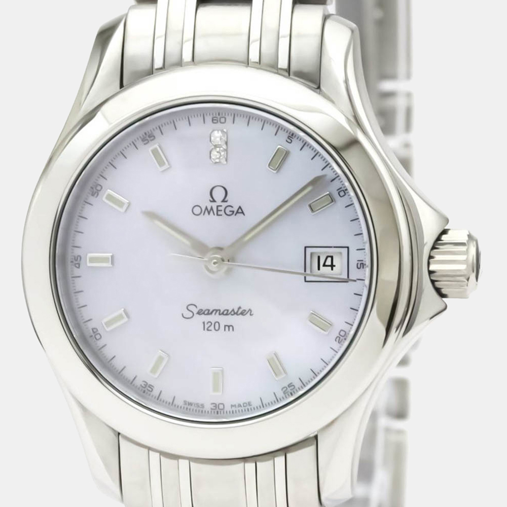 

Omega MOP Stainless Steel Seamaster 120M 2581.74 Women's Wristwatch 26 mm, White