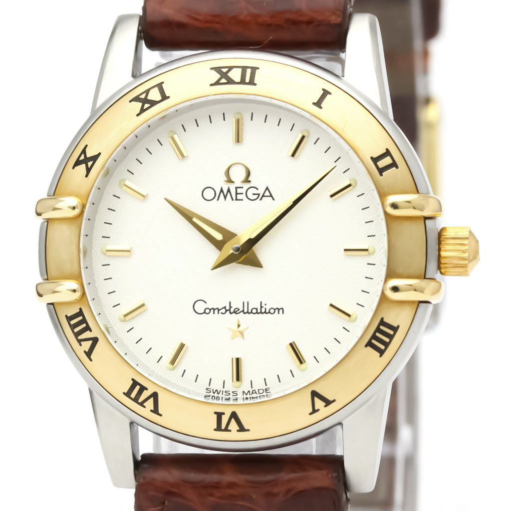 

Omega Silver 18K Yellow Gold And Stainless Steel Constellation 1372.30 Women's Wristwatch 25 mm