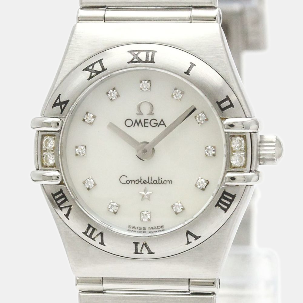 

Omega MOP Diamonds Stainless Steel Constellation 1566.76 Quartz Women's Wristwatch 22 mm, White