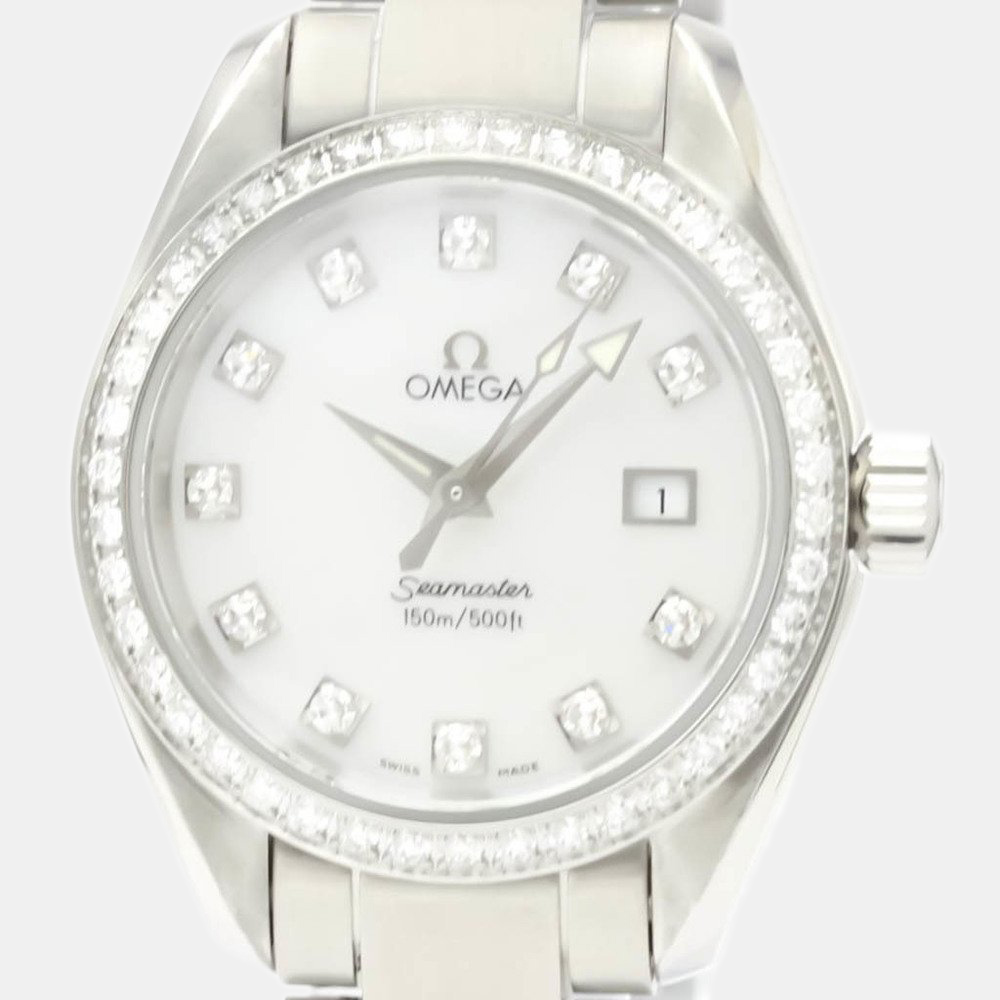 

Omega MOP Diamonds Stainless Steel Aqua Terra 2579.75 Quartz Women's Wristwatch 29 mm, White