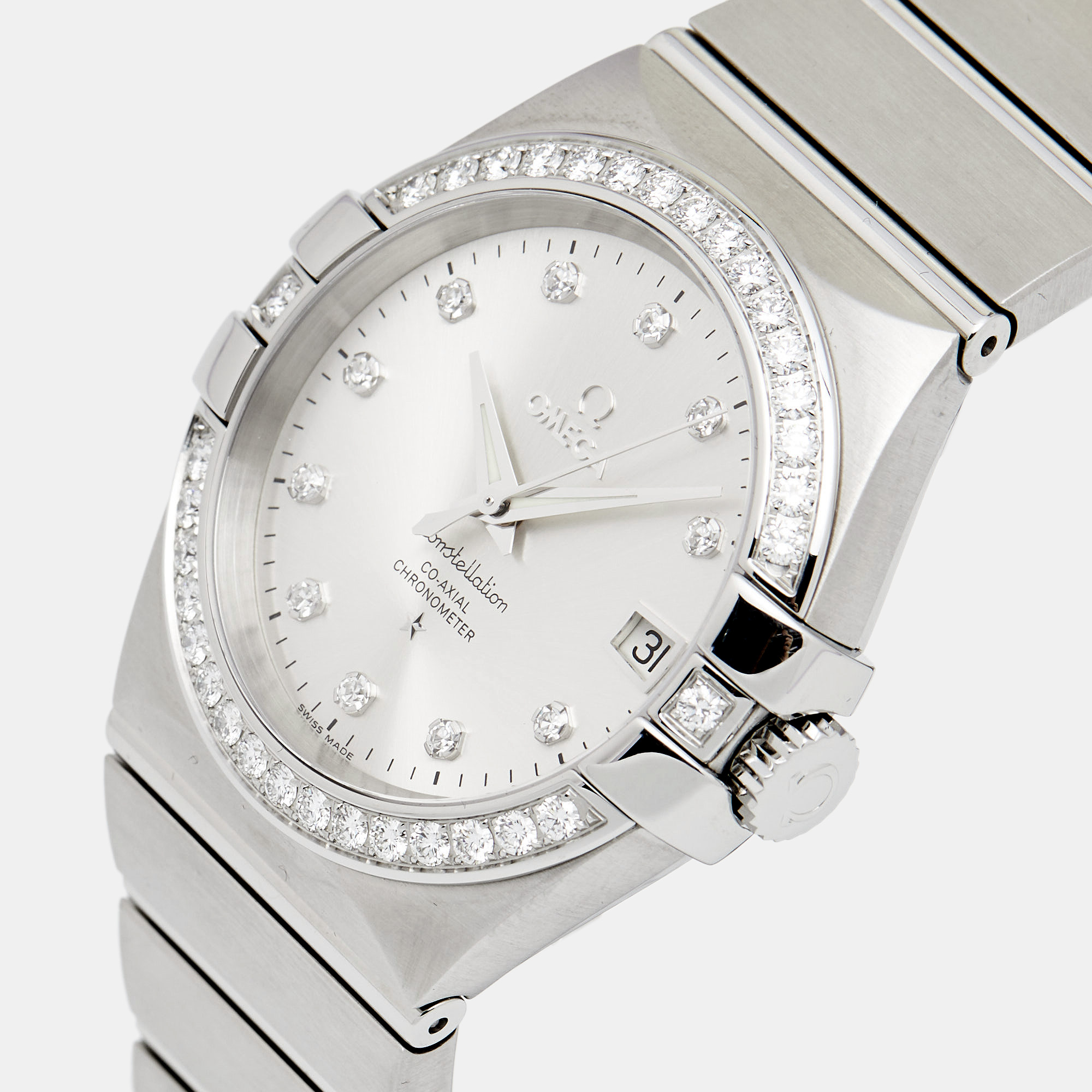 

Omega Silver Stainless Steel Diamond Constellation