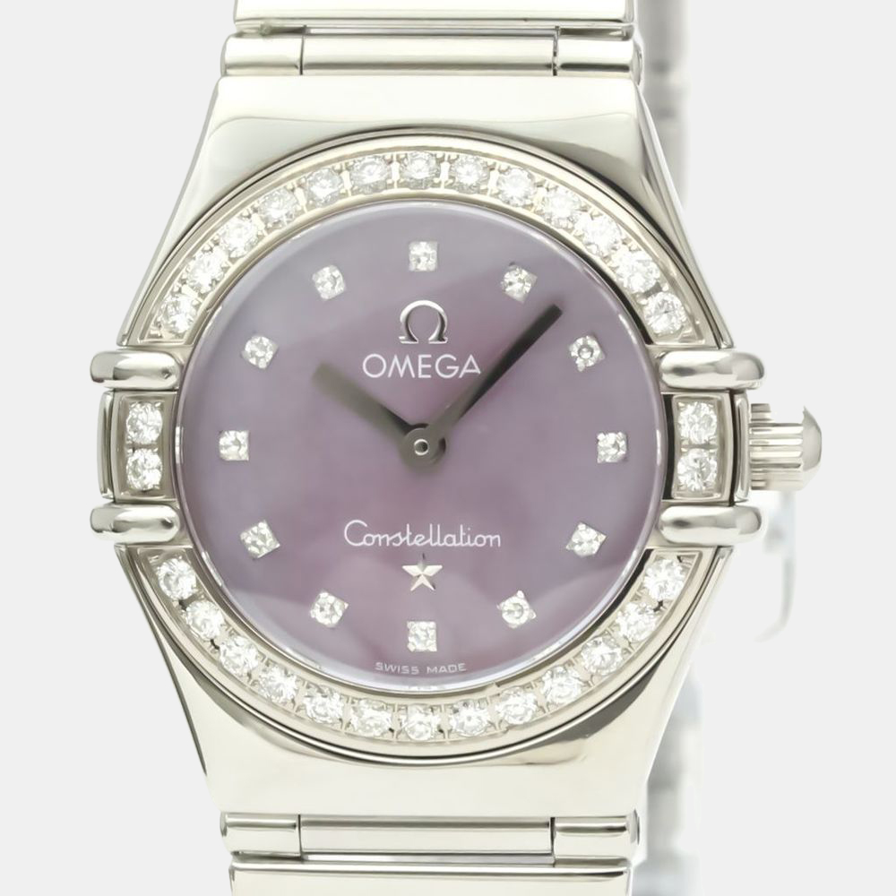 

Omega Pink Shell Diamond Stainless Steel Constellation 1457.78 Women's Wristwatch 22 mm