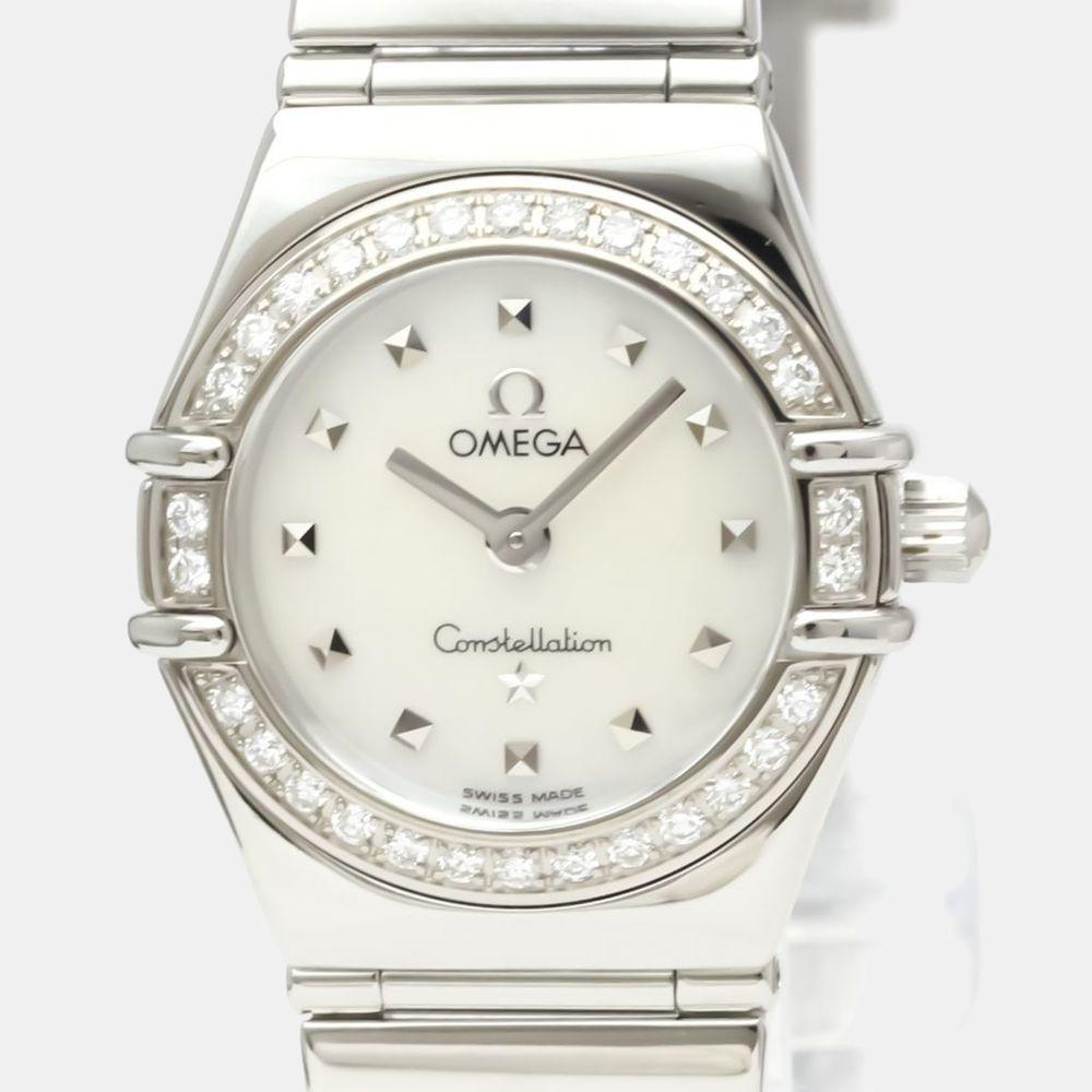 

Omega White Shell Stainless Steel Constellation 1465.71 Quartz Women's Wristwatch 22 mm