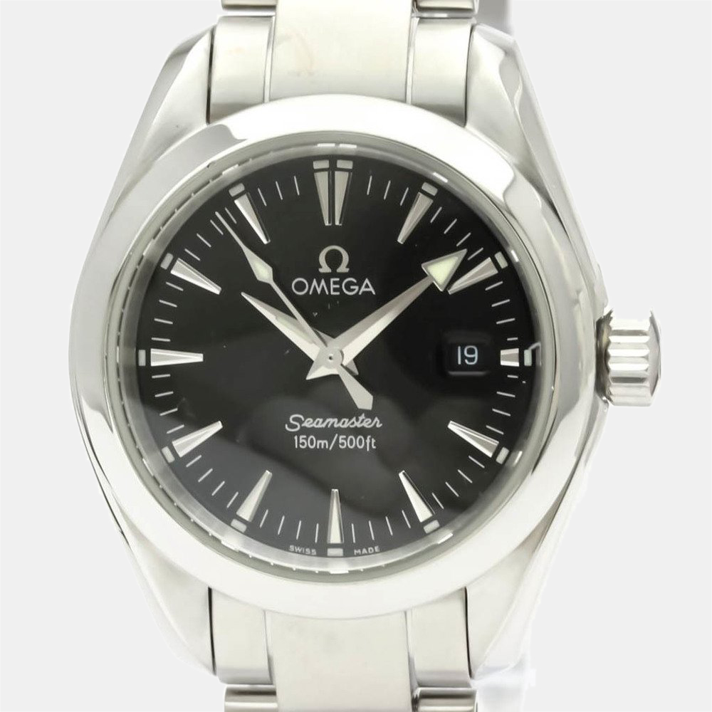 

Omega Black Stainless Steel Seamaster Aqua Terra 2577.50 Quartz Women's Wristwatch 29 mm