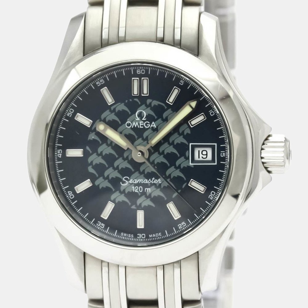 

Omega Blue Stainless Steel Seamaster 2588.80 Quartz Women's Wristwatch 26 mm