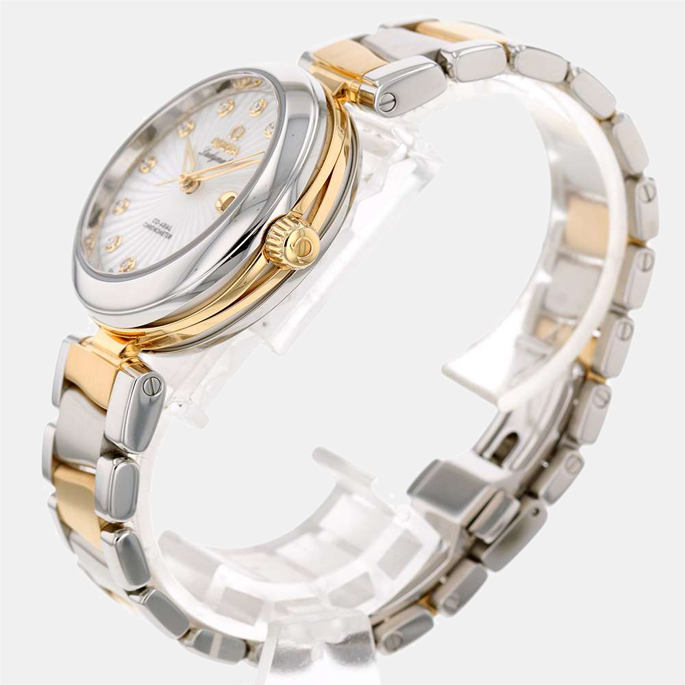 

Omega Mother of Pearl Diamond 18k Yellow Gold De Ville Ladymatic 425.20.34.20.55.002 Automatic Women's Wristwatch 34 mm, White