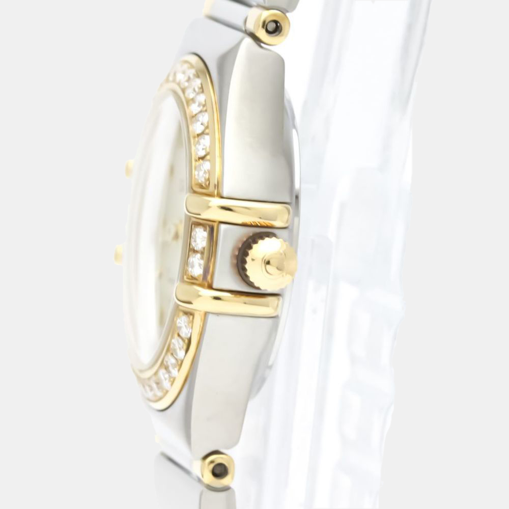 

Omega Silver Diamond 18k Yellow Gold And Stainless Steel Constellation 1367.30 Quartz Women's Wristwatch 22 mm