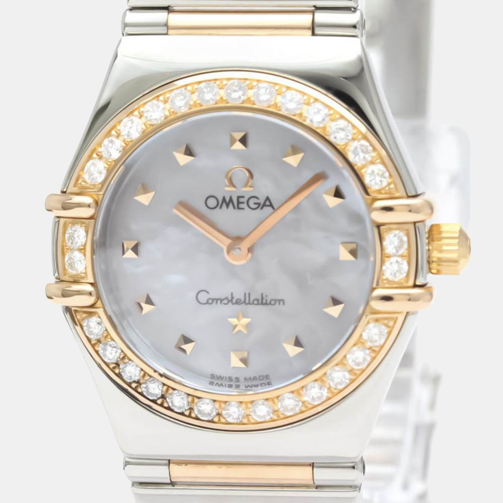 

Omega Blue Shell 18k Rose Gold And Stainless Steel Constellation 1368.74 Quartz Women's Wristwatch 22 mm