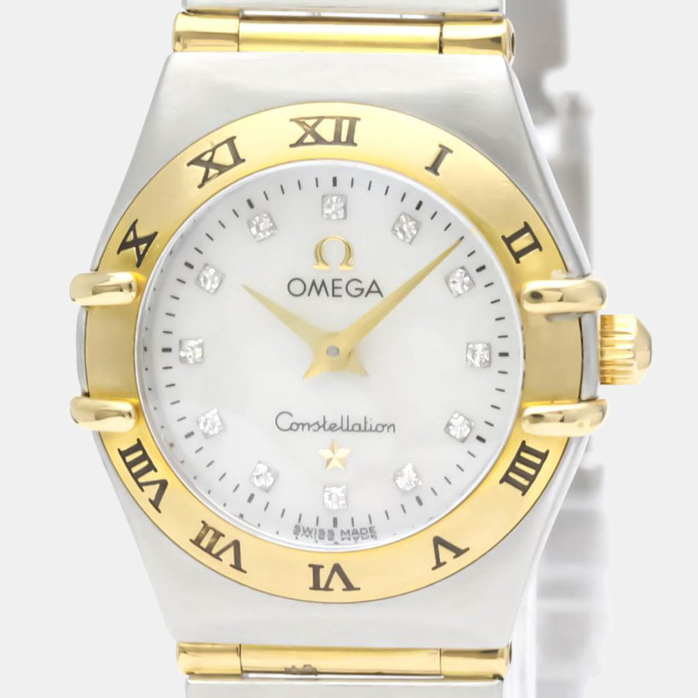 

Omega White Shell Diamond 18k Yellow Gold And Stainless Steel Constellation 1262.75 Quartz Women's Wristwatch 22 mm