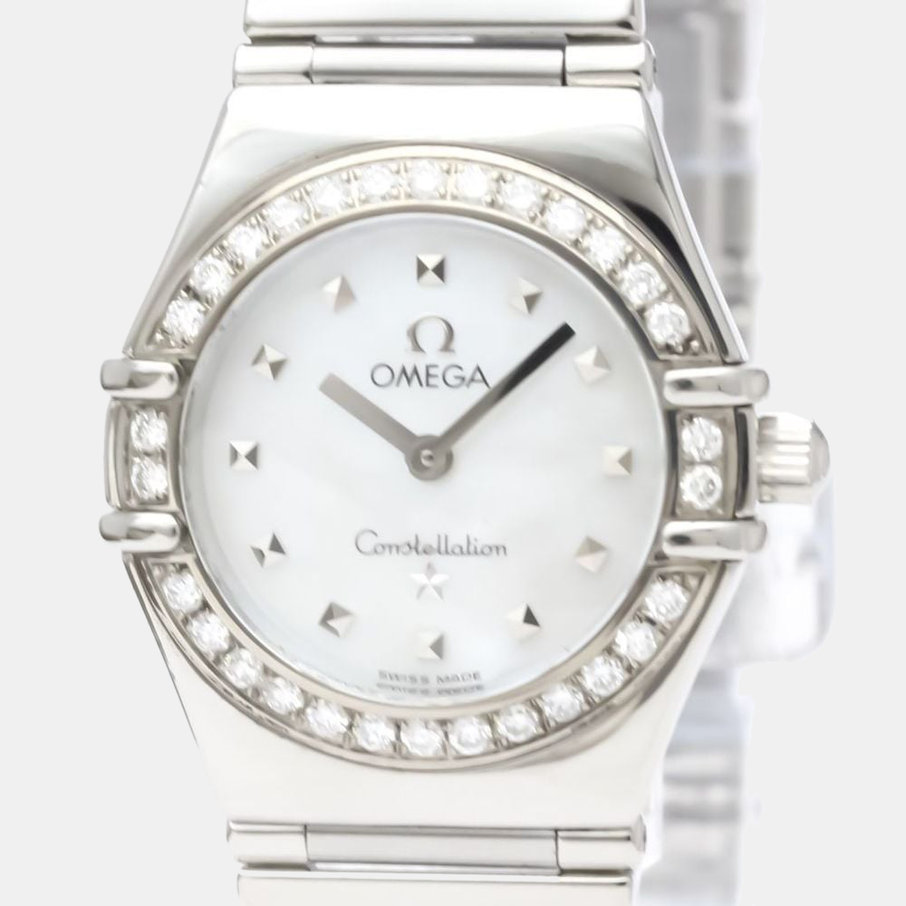 

Omega White Shell Stainless Steel Constellation 1465.71 Quartz Women's Wristwatch 22 mm