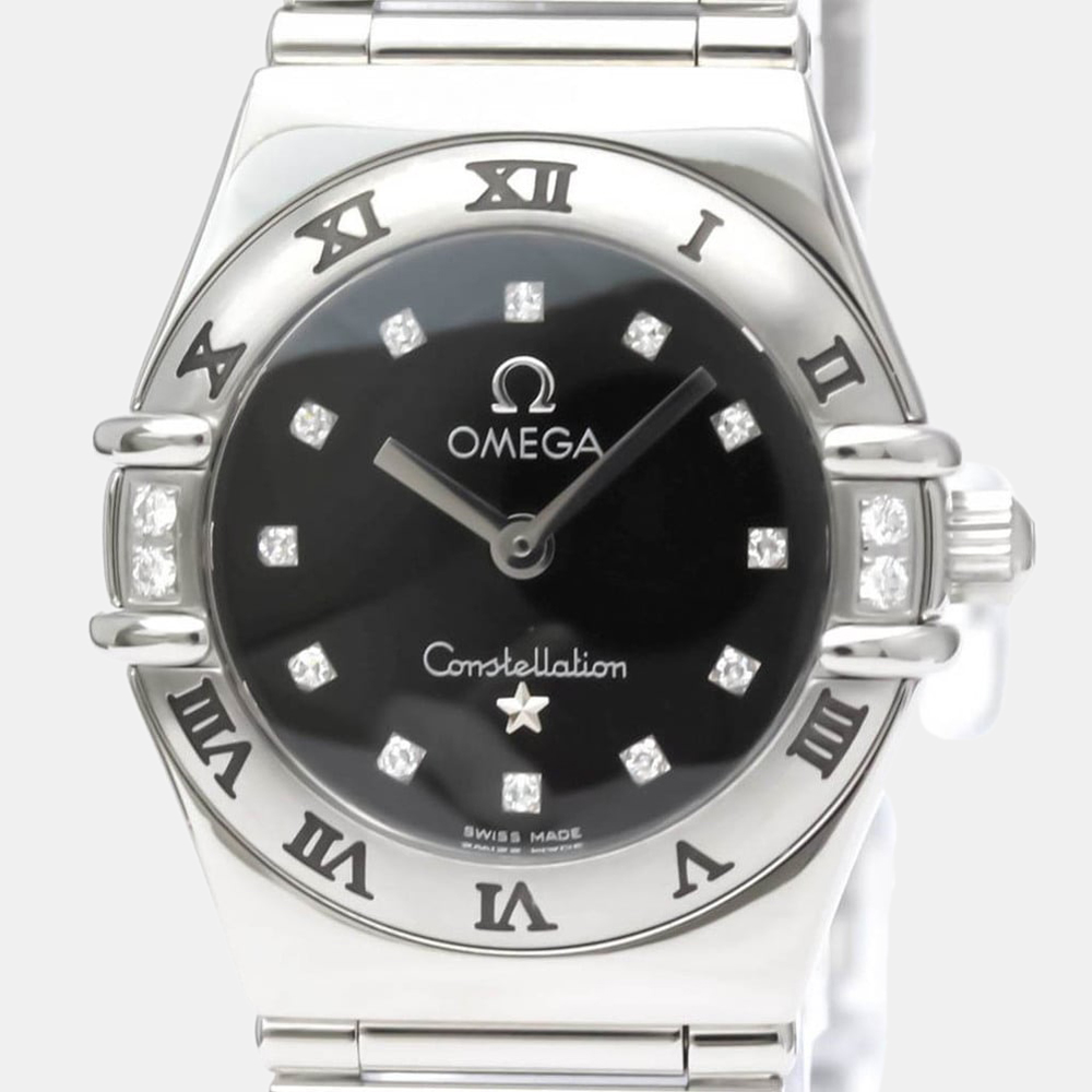 

Omega Black Stainless Steel Constellation 1566.56 Quartz Women's Wristwatch 22 mm