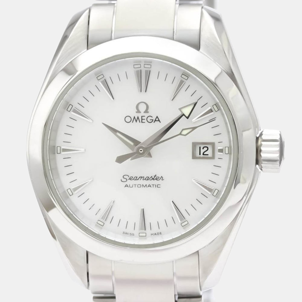 

Omega White Shell Stainless Steel Seamaster Aqua Terra 2573.70 Automatic Women's Wristwatch 29 mm