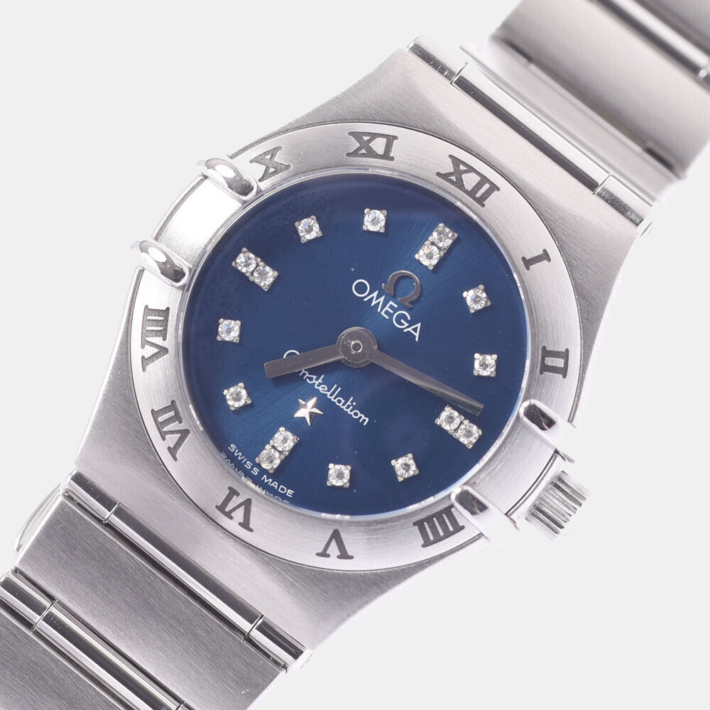 

Omega Blue Stainless Steel Constellation 1563.86 Quartz Women's Wristwatch 22 mm