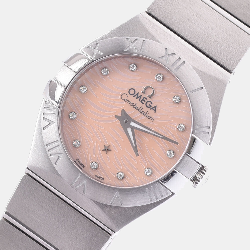 

Omega Pink Mother of Pearl Stainless Steel Constellation 121.30.24.60.57.002 Quartz Women's Wristwatch 24 mm