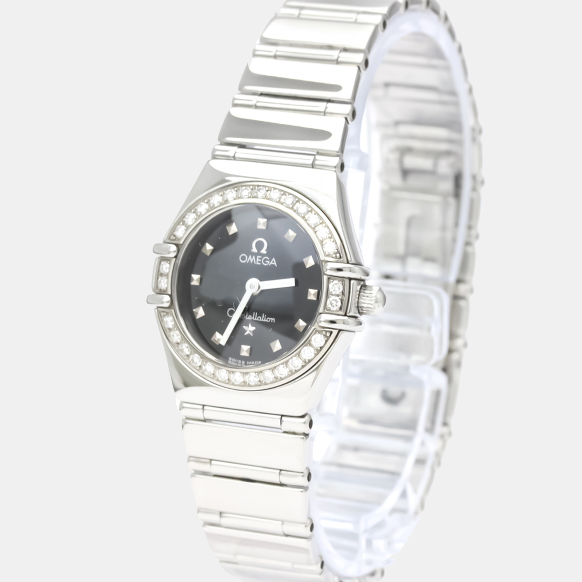 Pre Owned Omega Black Stainless Steel Constellation 1465.51 Quartz Women's Wristwatch 22 mm