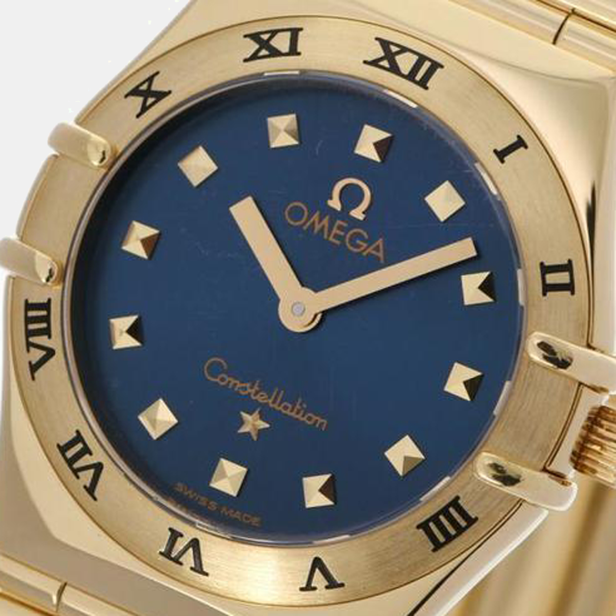 

Omega Blue 18k Yellow Gold Constellation 1171.81.00 Quartz Women's Wristwatch 25.5 mm