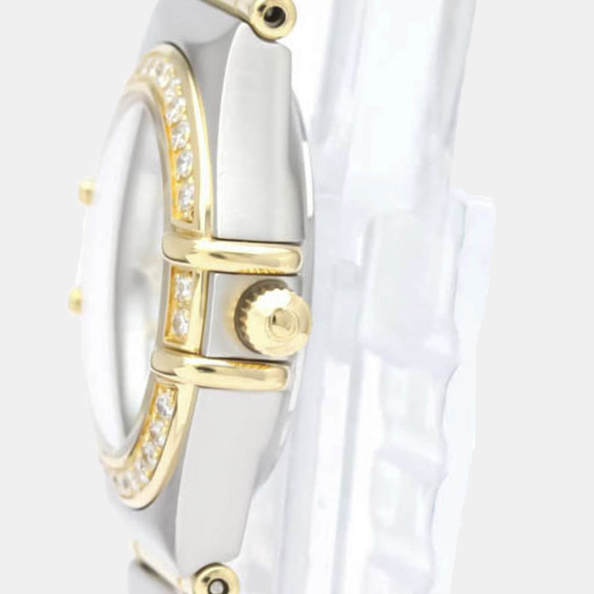 

Omega White Shell 18k Yellow Gold And Stainless Steel Constellation 1267.70 Quartz Women's Wristwatch 22 mm
