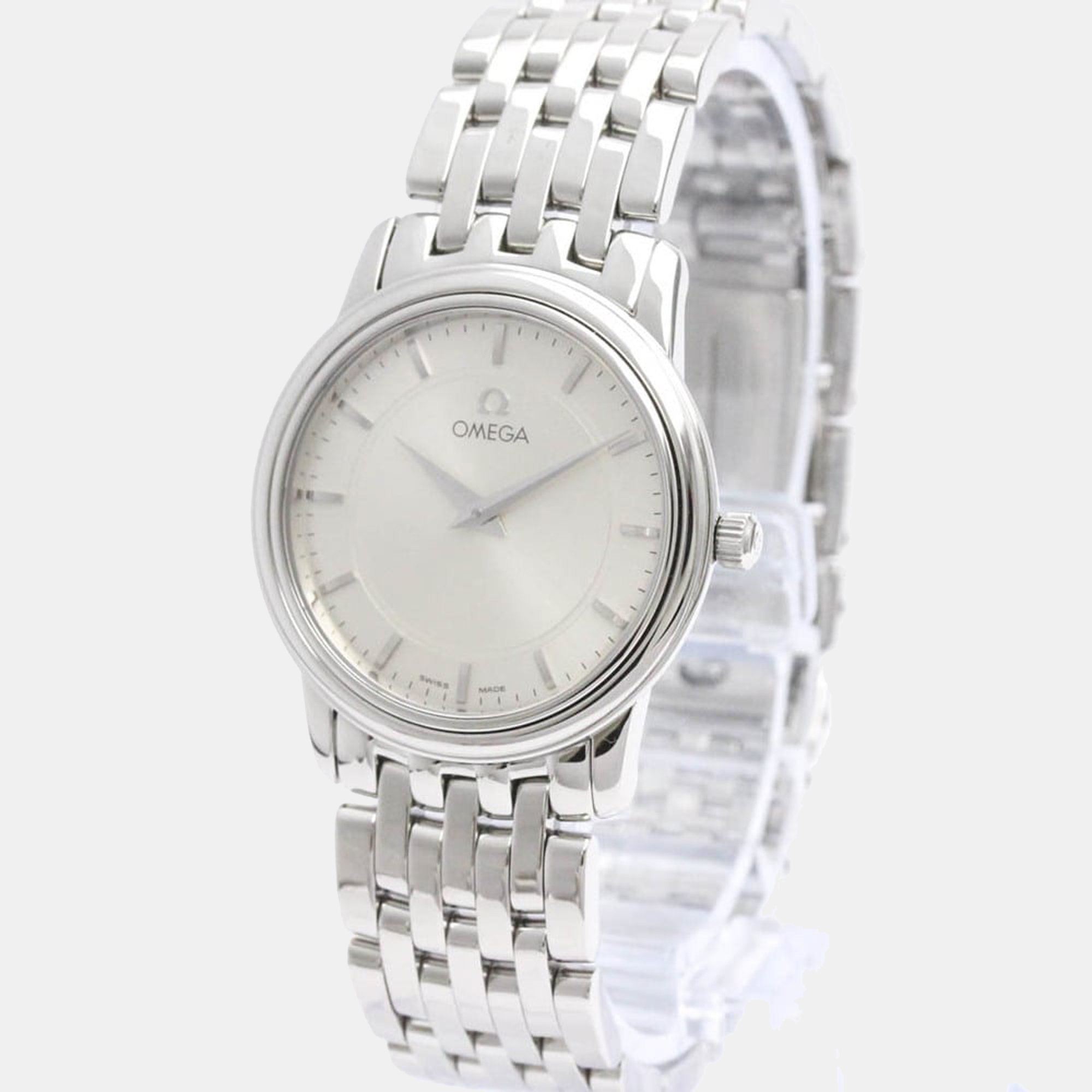 Pre Owned Omega Silver Stainless Steel De Ville Prestige 4570.31 Quartz Women's Wristwatch 22 mm