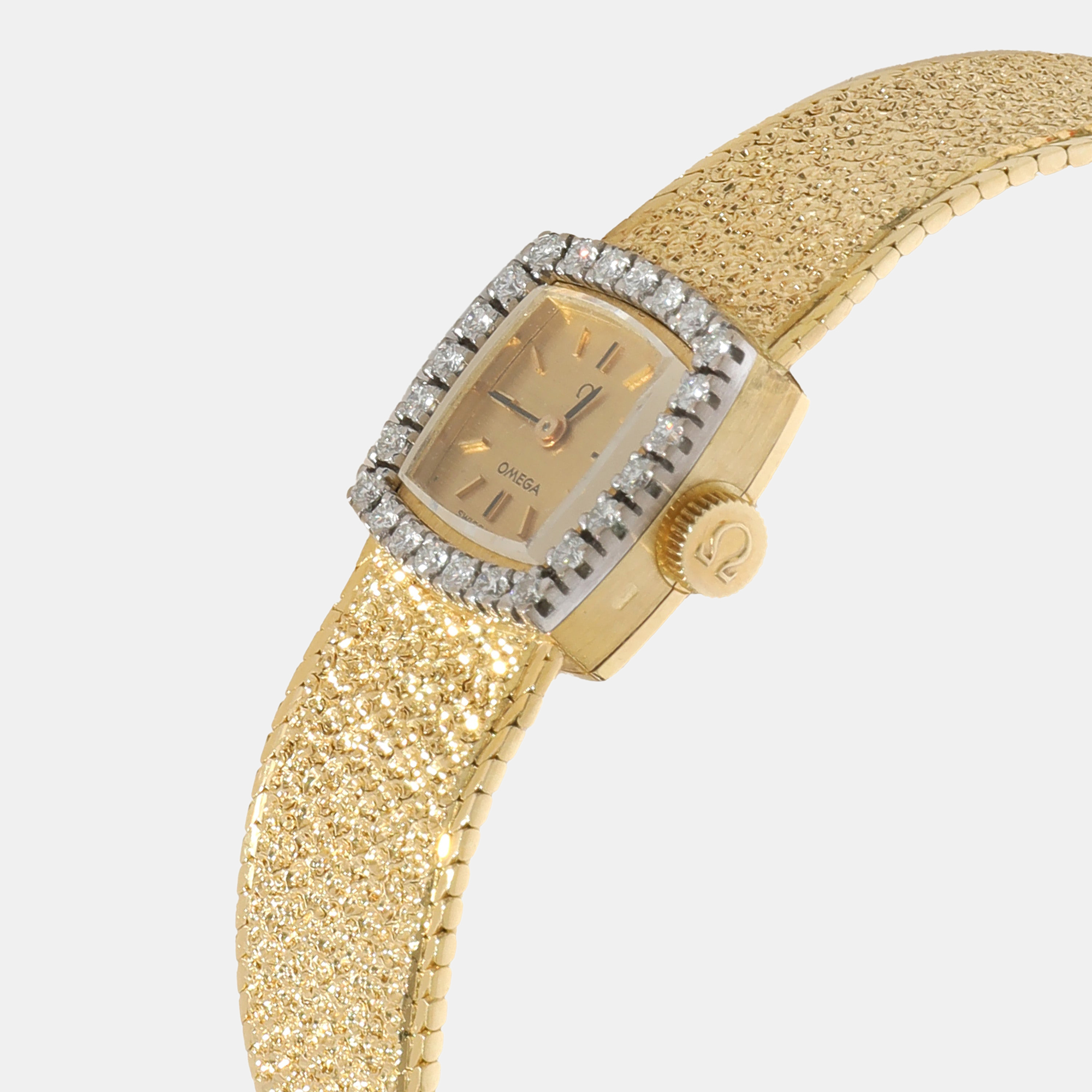 

Omega Champagne 18k Yellow Gold Cocktail Manual Winding Women's Wristwatch 16 mm