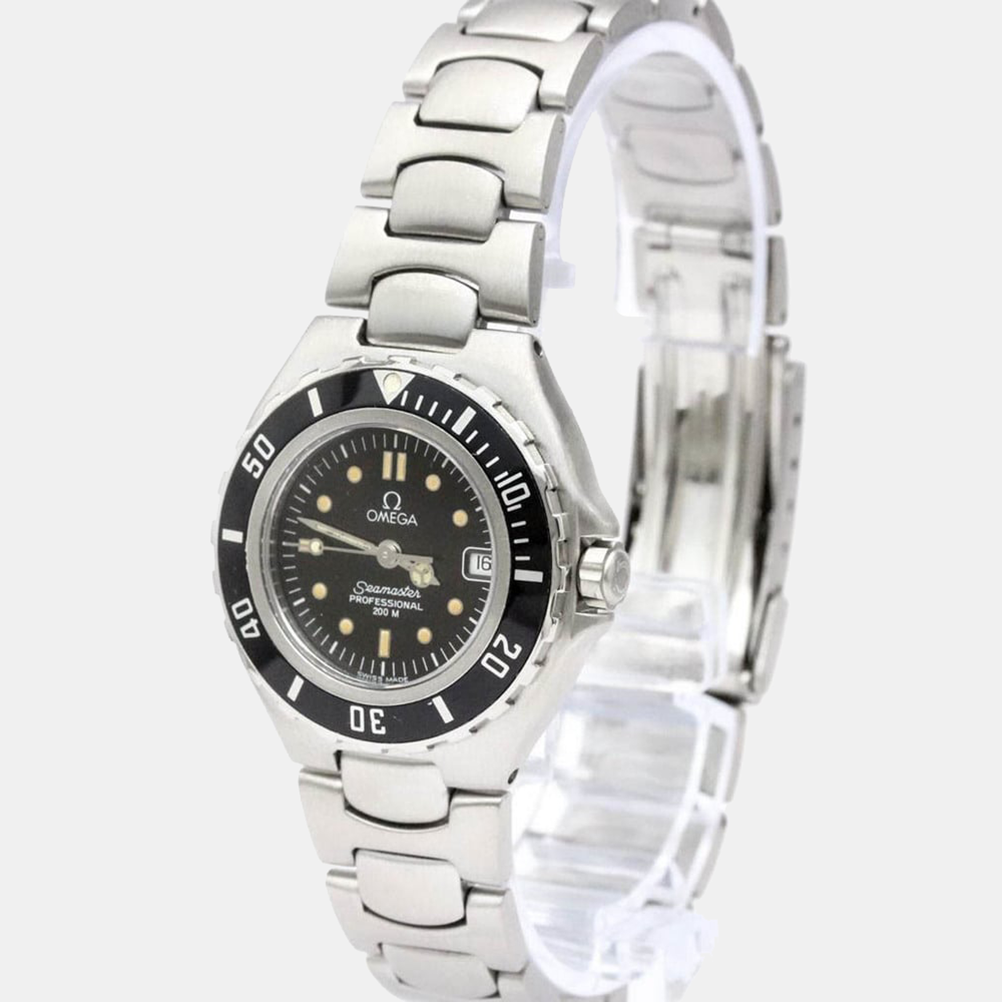 Pre Owned Omega Black Stainless Steel Seamaster Professional 2880.50 Quartz Women's Wristwatch 30 mm