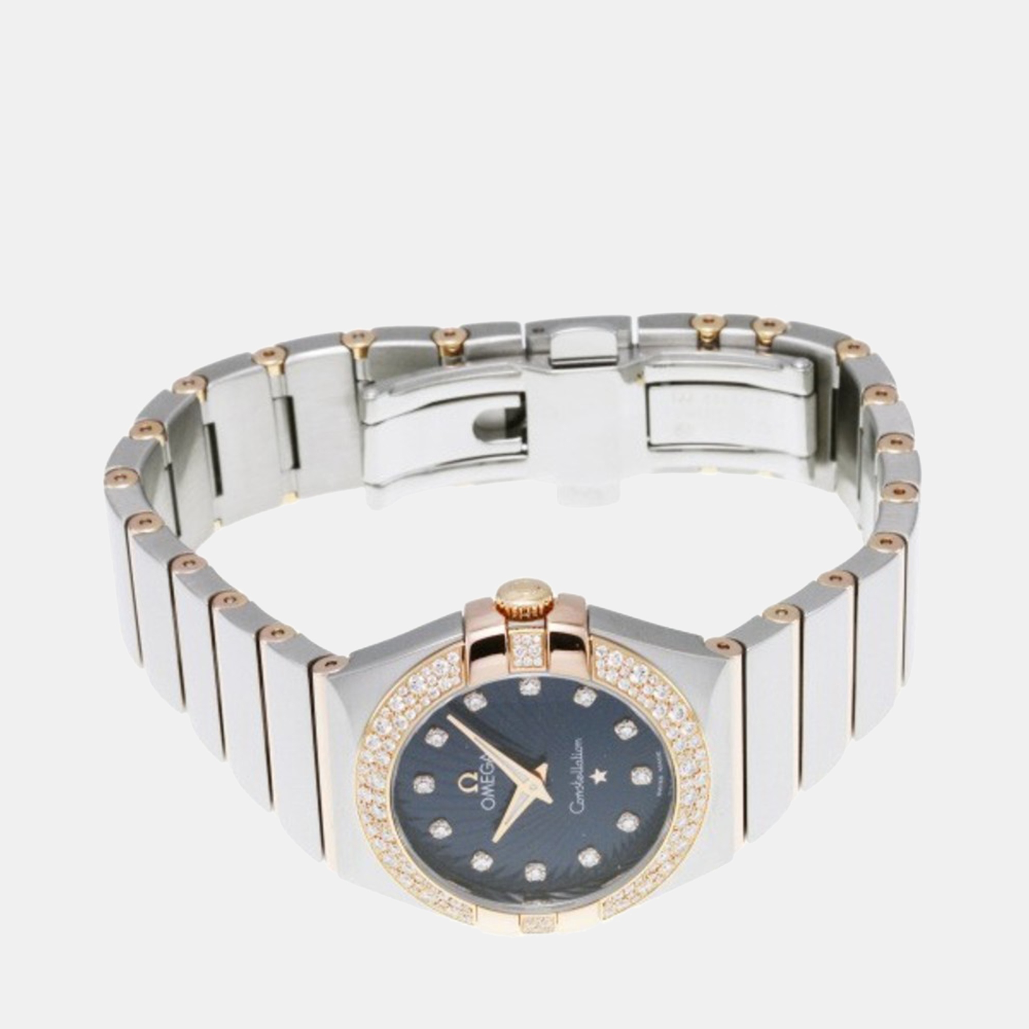 

Omega Blue Diamond 18k Rose Gold And Stainless Steel Constellation 123.25.27.60.53.001 Quartz Women's Wristwatch 27 mm
