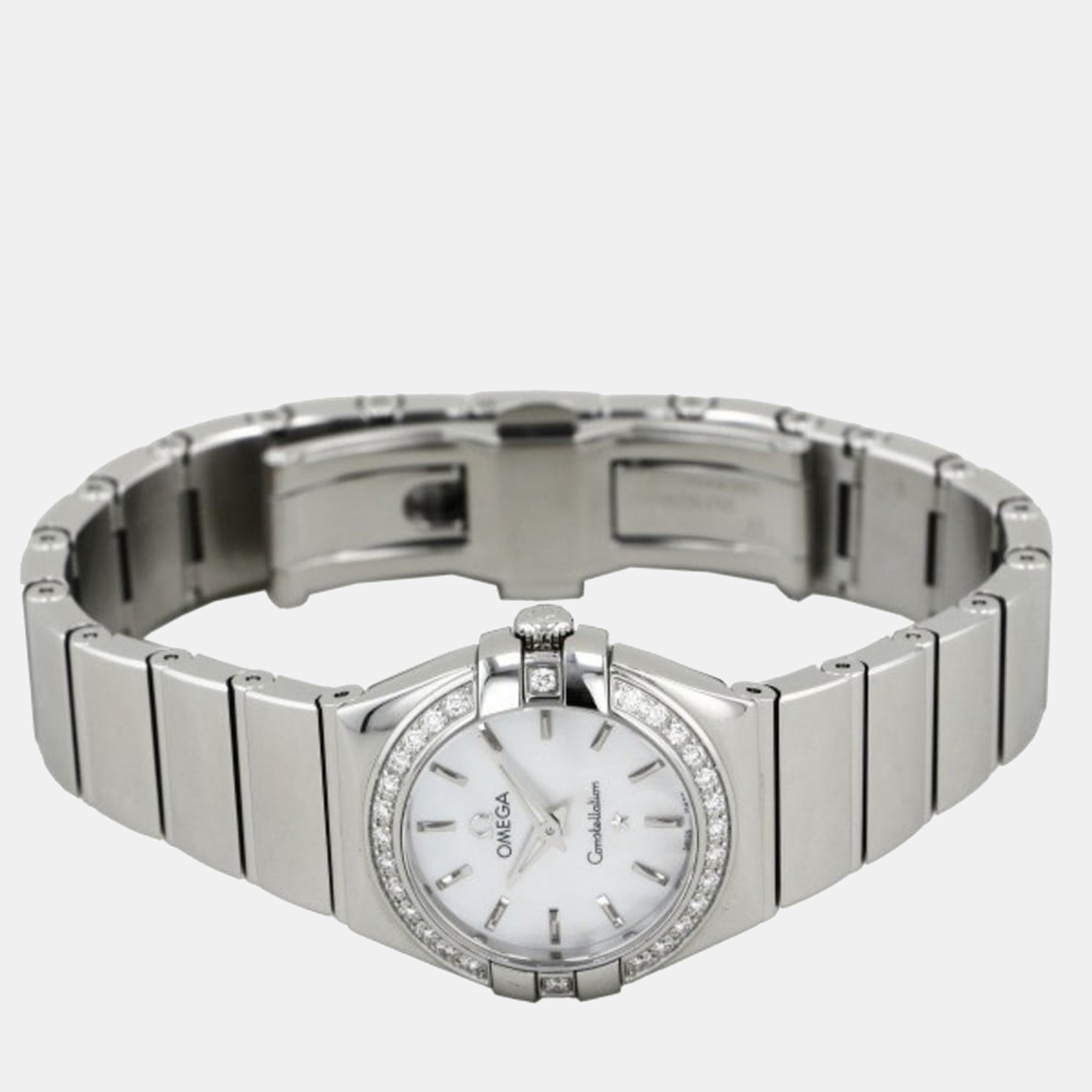 

Omega White Shell Stainless Steel Constellation 123.15.24.60.05.002 Quartz Women's Wristwatch 24 mm