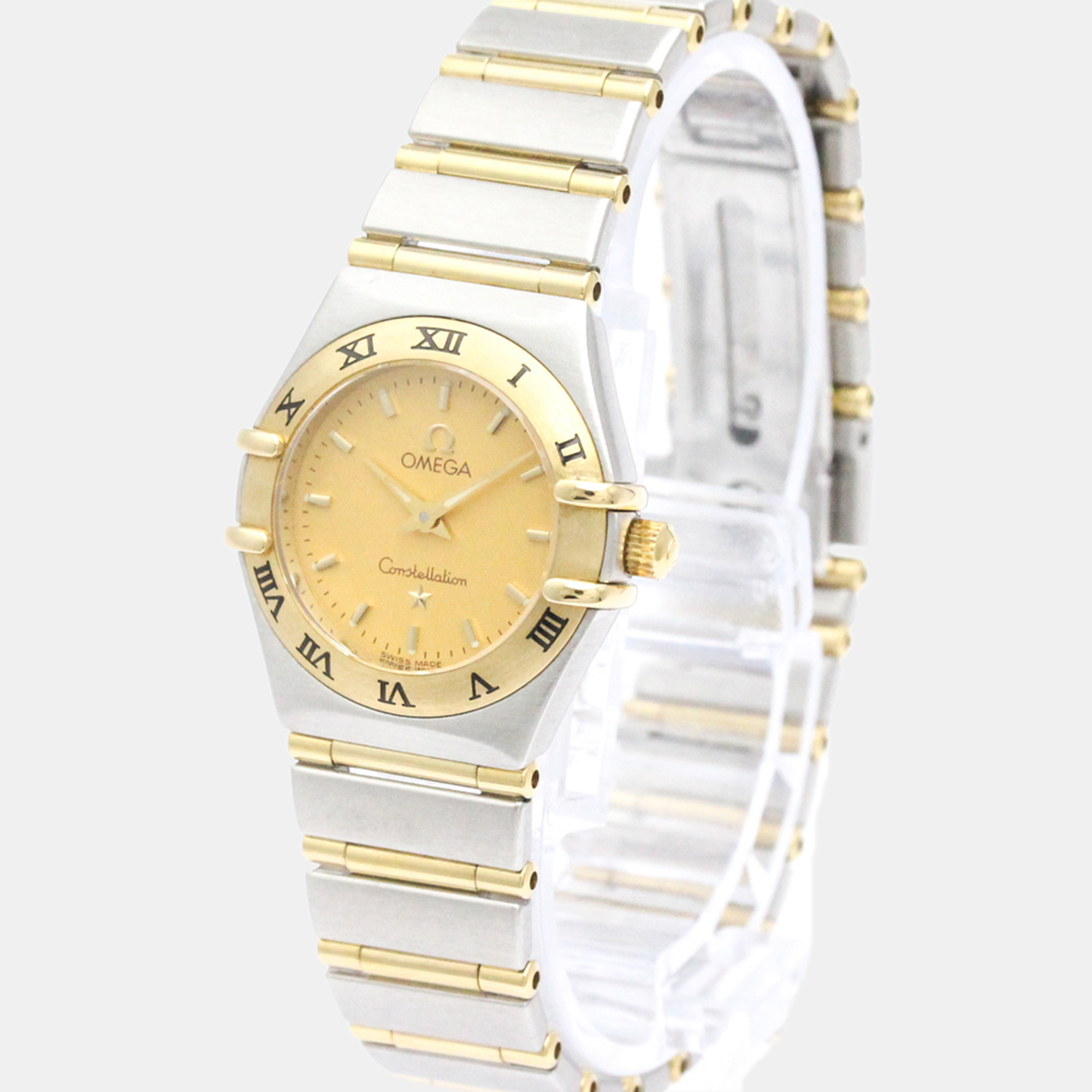 Pre Owned Omega Gold 18k Yellow Gold And Stainless Steel Constellation 1262.10 Quartz Women's Wristwatch 22 mm