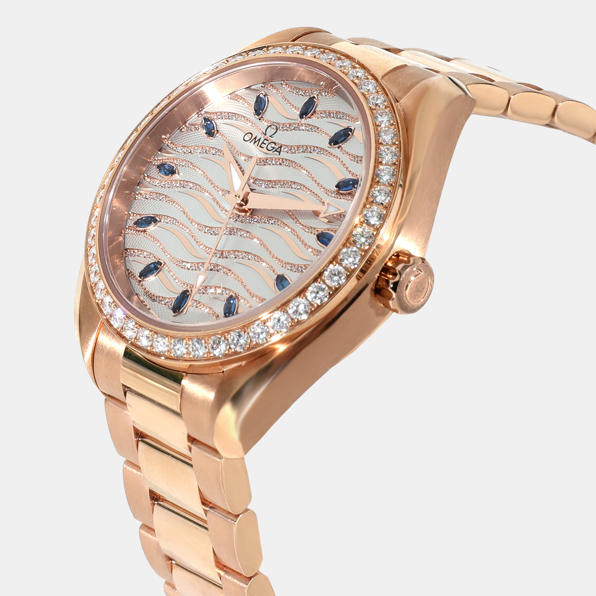 

Omega Diamonds 18K Rose Gold Seamaster Aqua Terra 220.55.34.20.99.005 Automatic Women's Wristwatch 34 mm, White