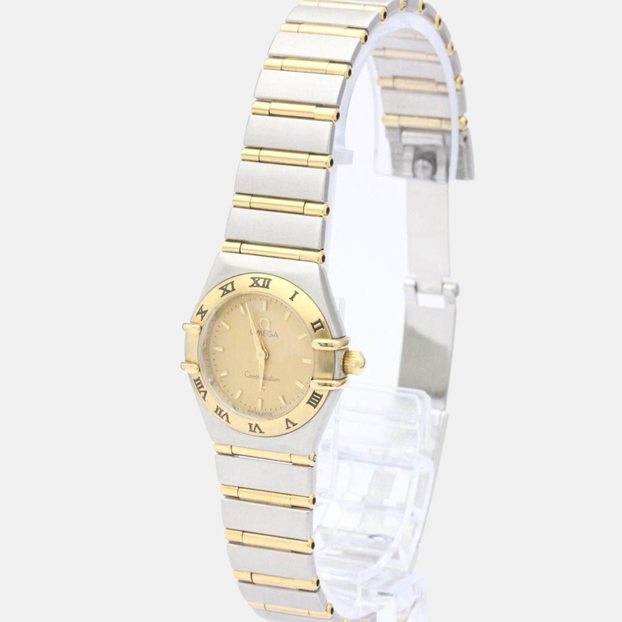 Pre Owned Omega Champagne 18K Yellow Gold And Stainless Steel Constellation 1262.10 Quartz Women's Wristwatch 22 mm