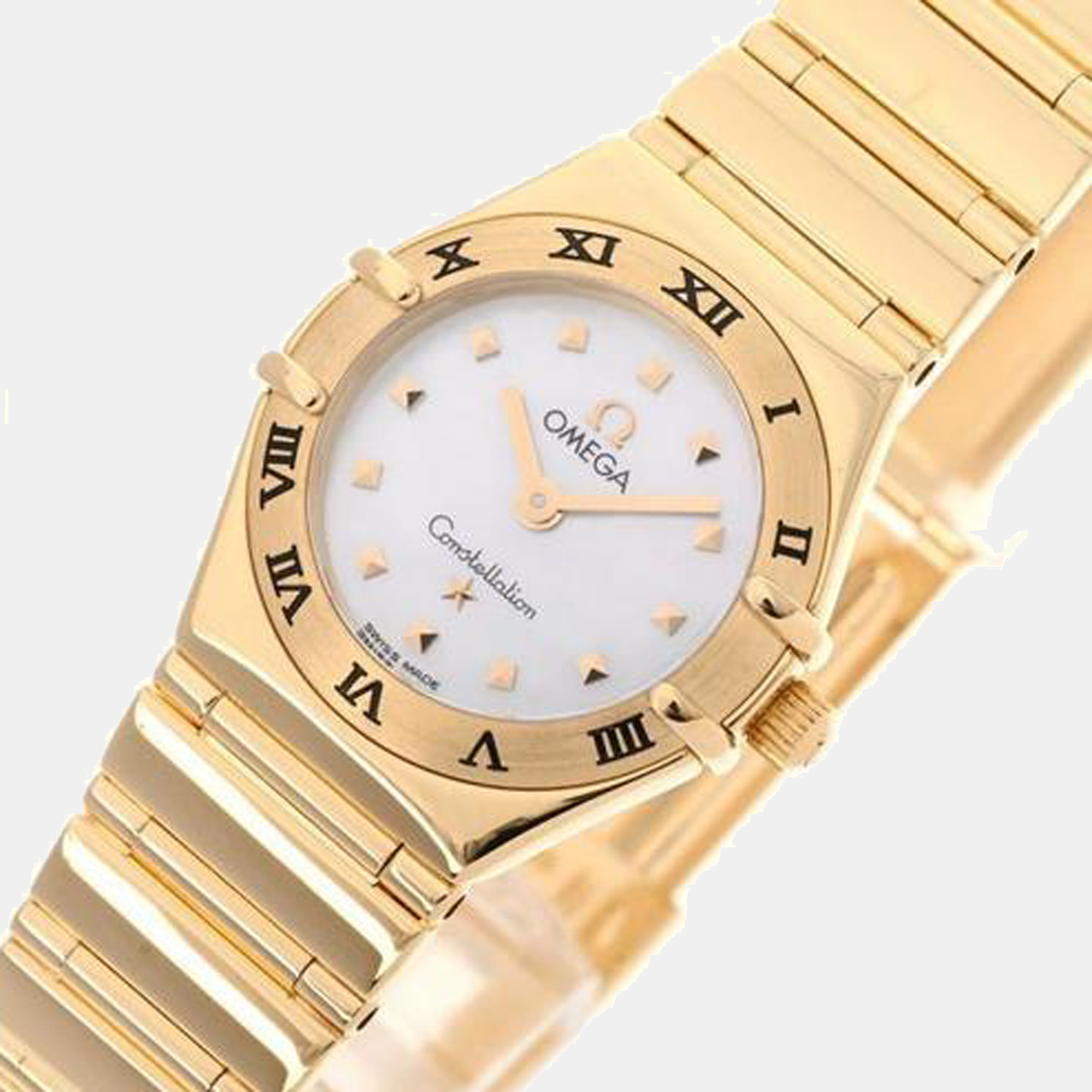 

Omega MOP 18K Yellow Gold My Choice Constellation 1161.71 Quartz Women's Wristwatch 22.5 mm, White