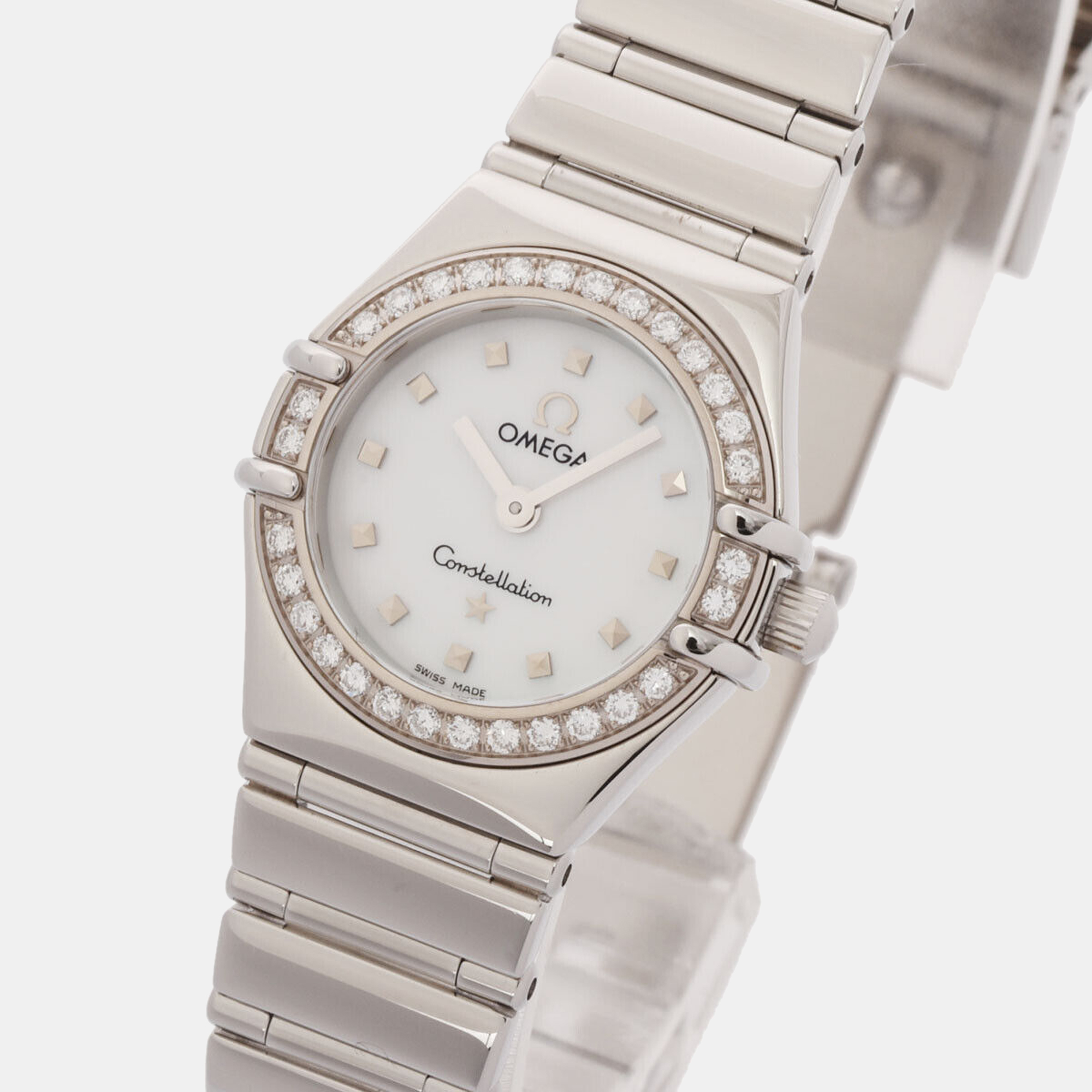 

Omega White Diamonds Stainless Steel Constellation 1465.71 Quartz Women's Wristwatch 22.5 mm