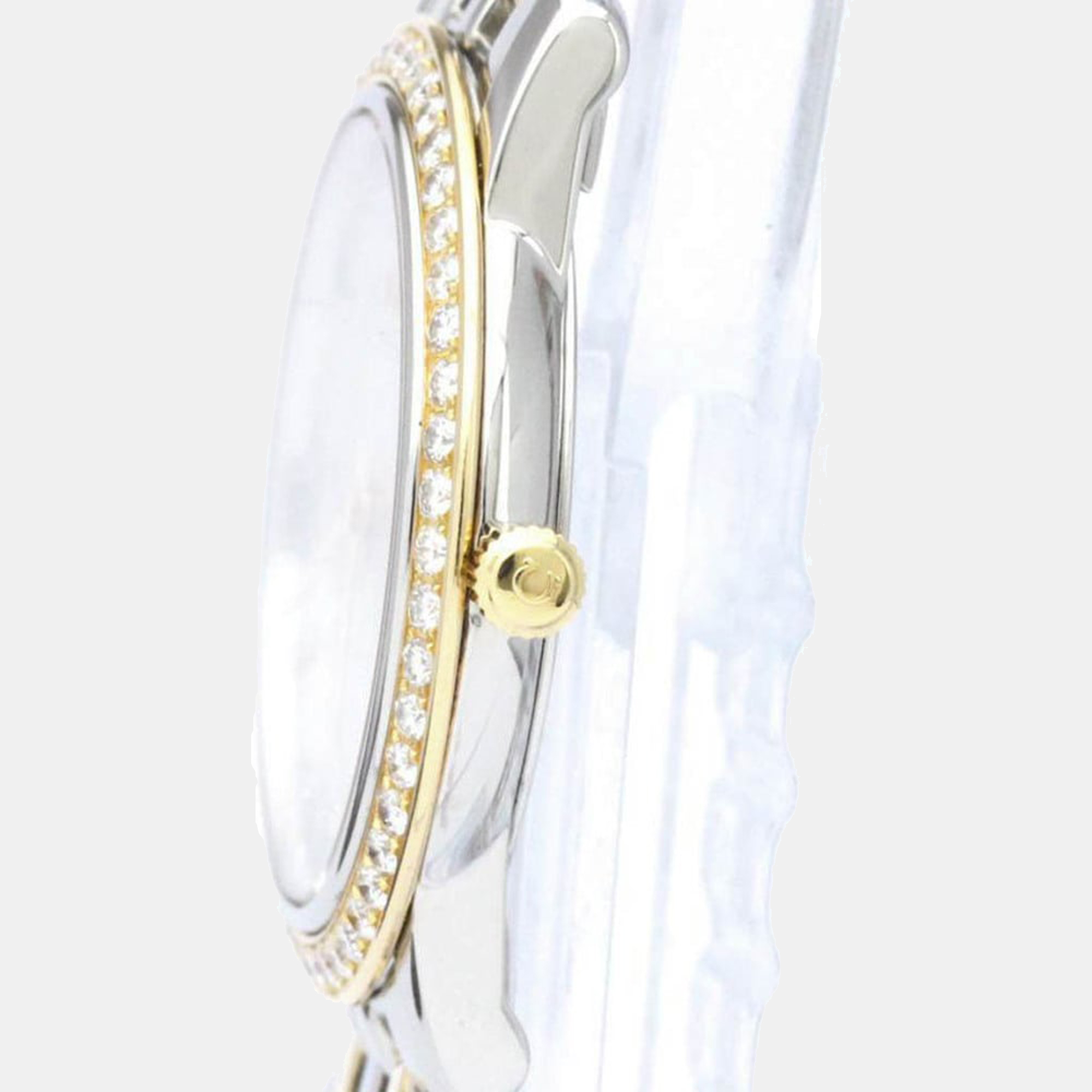 

Omega Silver Diamonds 18K Yellow Gold And Stainless Steel De Ville 4385.35 Women's Wristwatch 27 mm