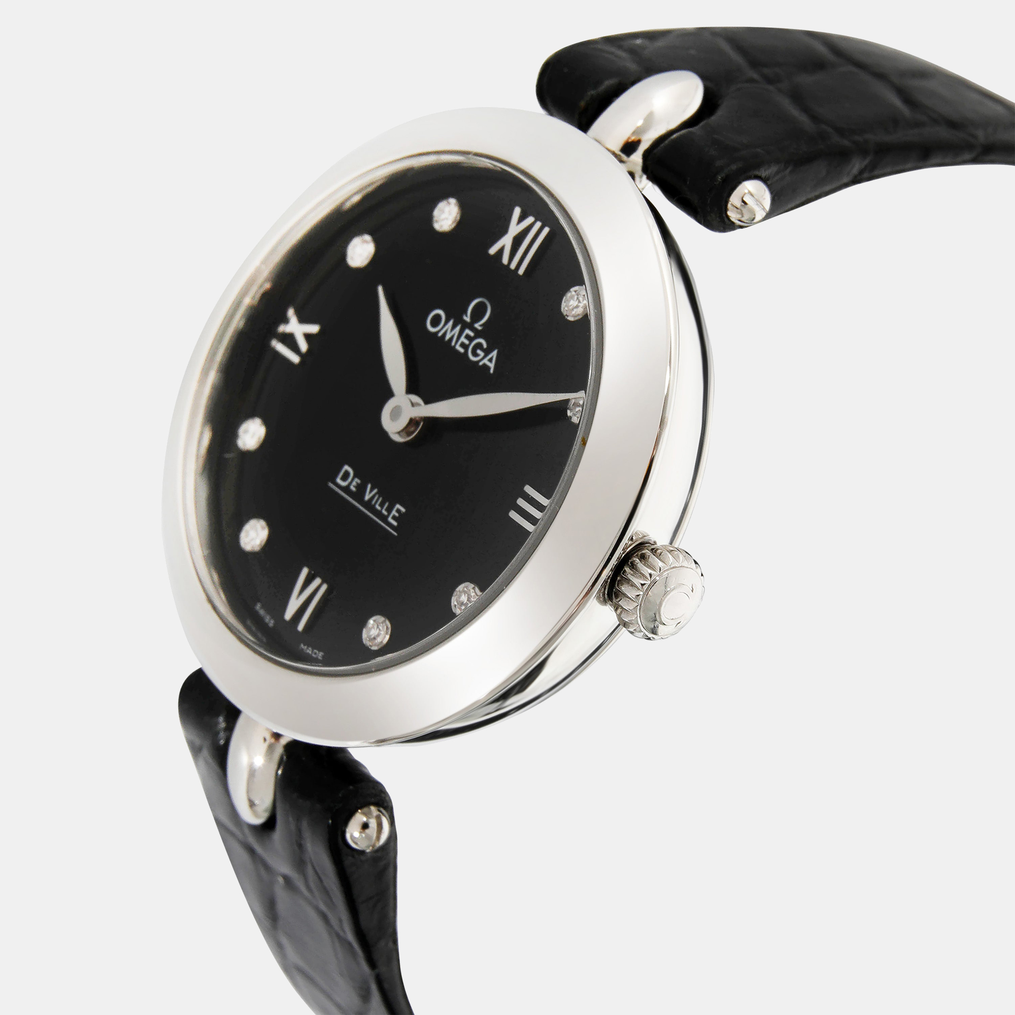 

Omega Black Diamonds Stainless Steel De Ville Prestige 424.13.27.60.51.001 Women's Wristwatch 28 mm
