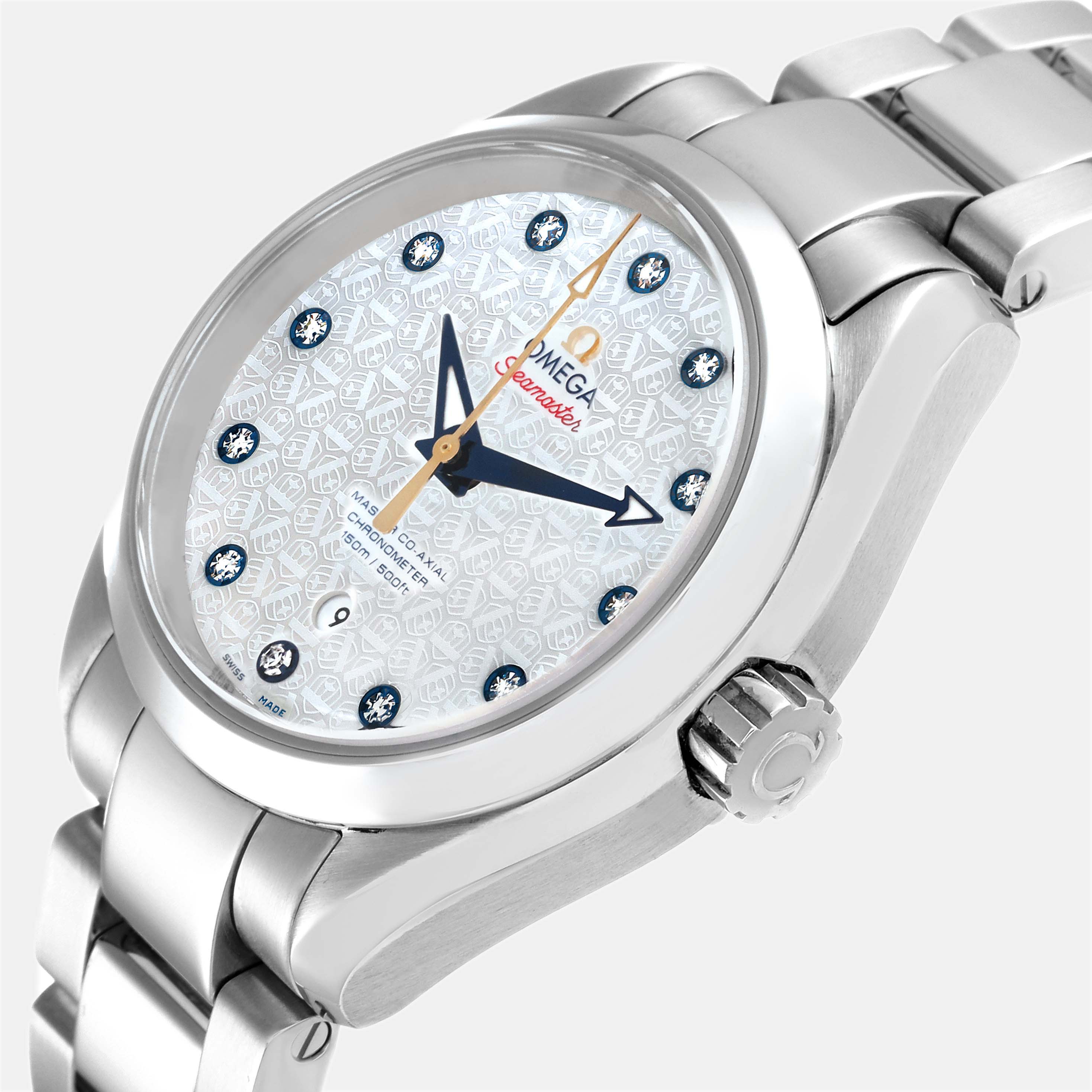 

Omega Silver MOP Diamond Stainless Steel Aqua Terra 231.10.34.20.55.003 Automatic Women's Wristwatch 34 mm