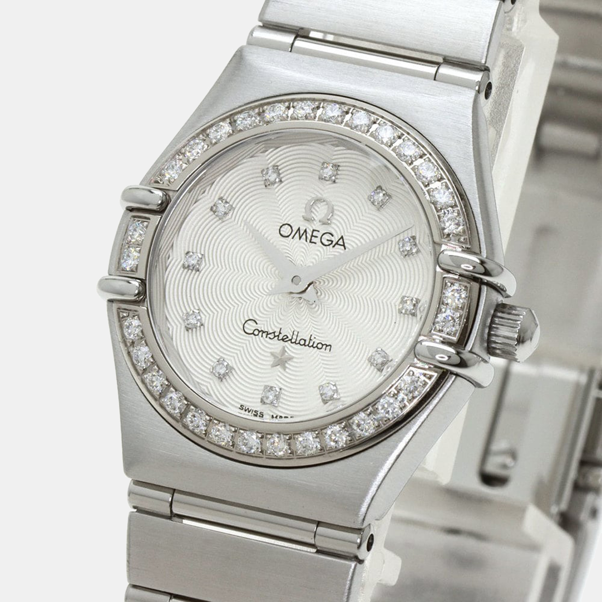 

Omega Silver Diamonds Stainless Steel Constellation 1466.36 Women's Wristwatch 22 mm