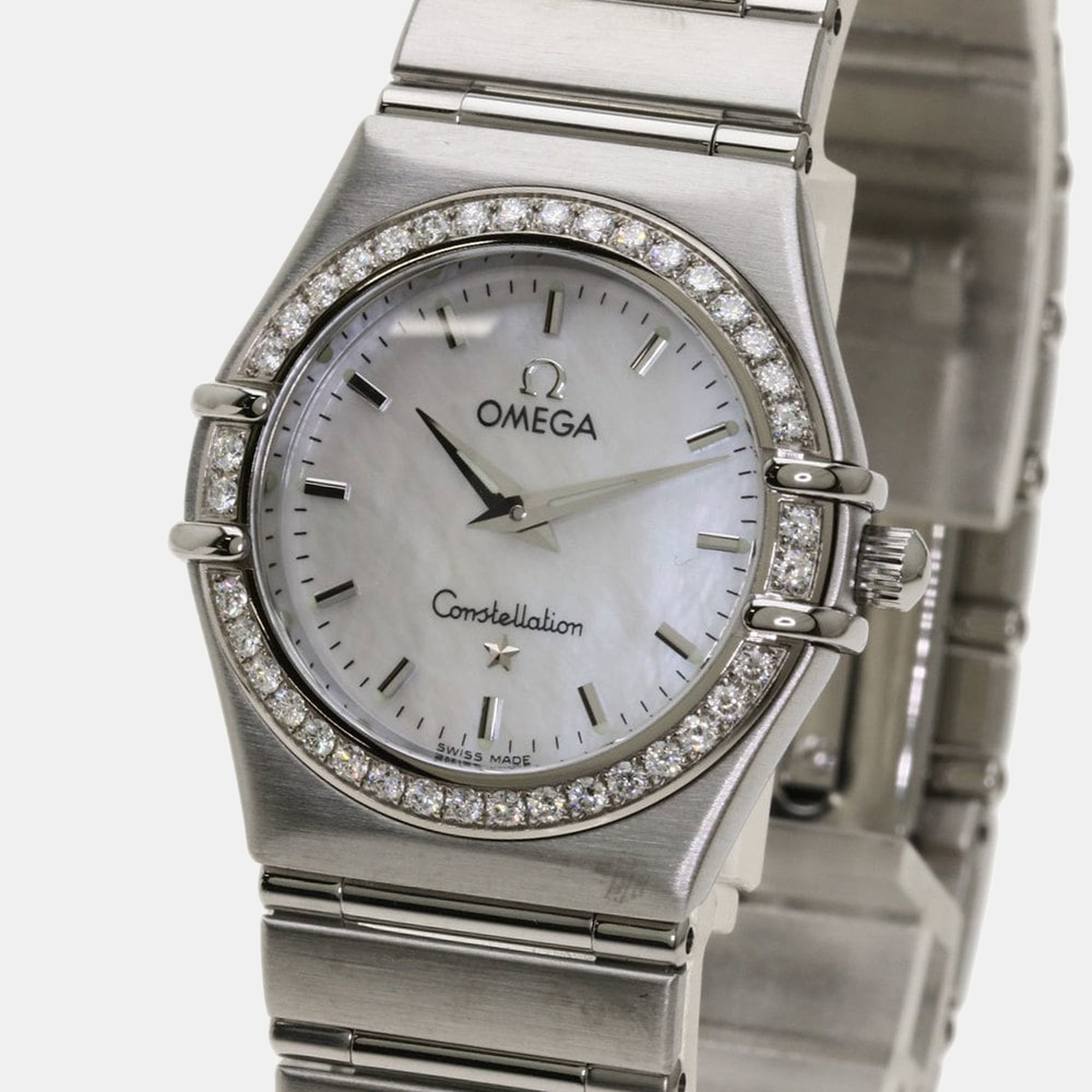 

Omega MOP Diamonds Stainless Steel Constellation Women's Wristwatch 25 mm, White