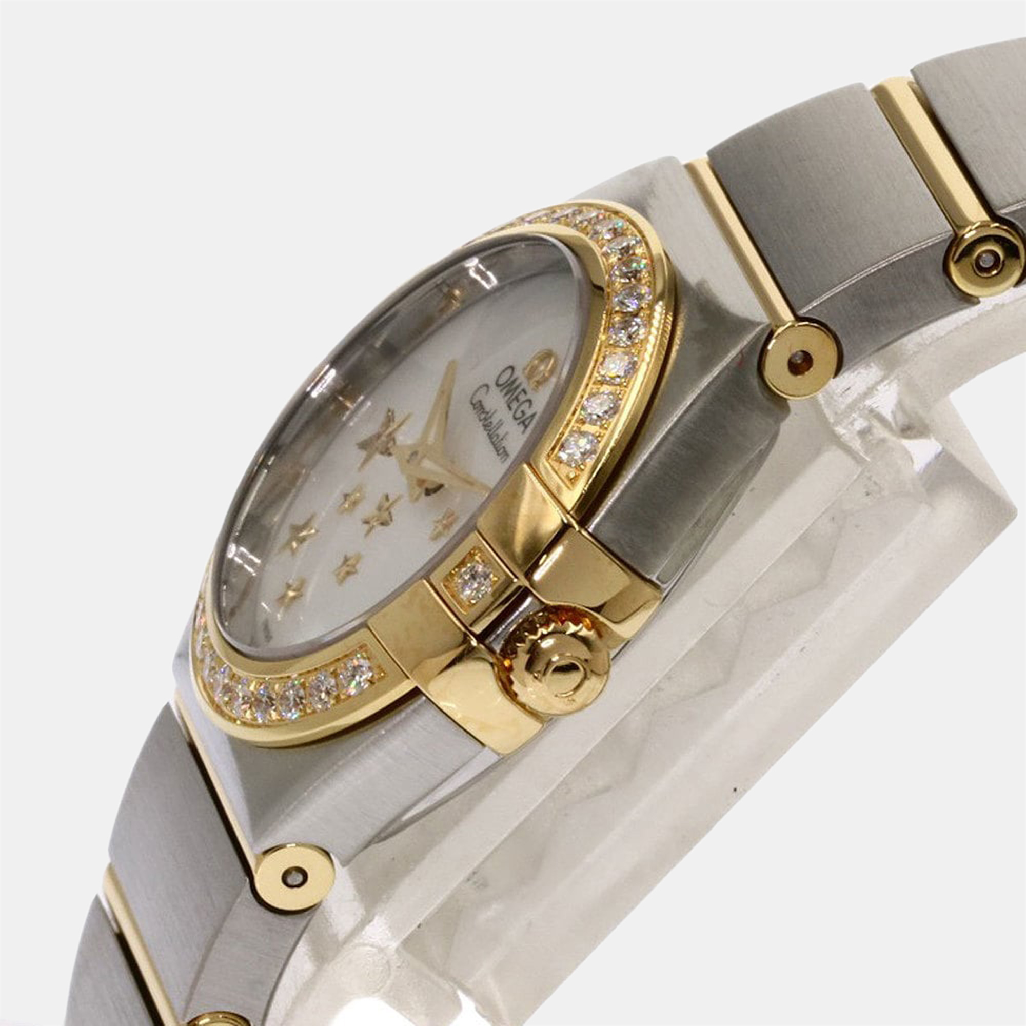 

Omega MOP Diamonds 18K Yellow Gold And Stainless Steel Constellation 123.25.24.60.05.001 Women's Wristwatch 24 mm, White