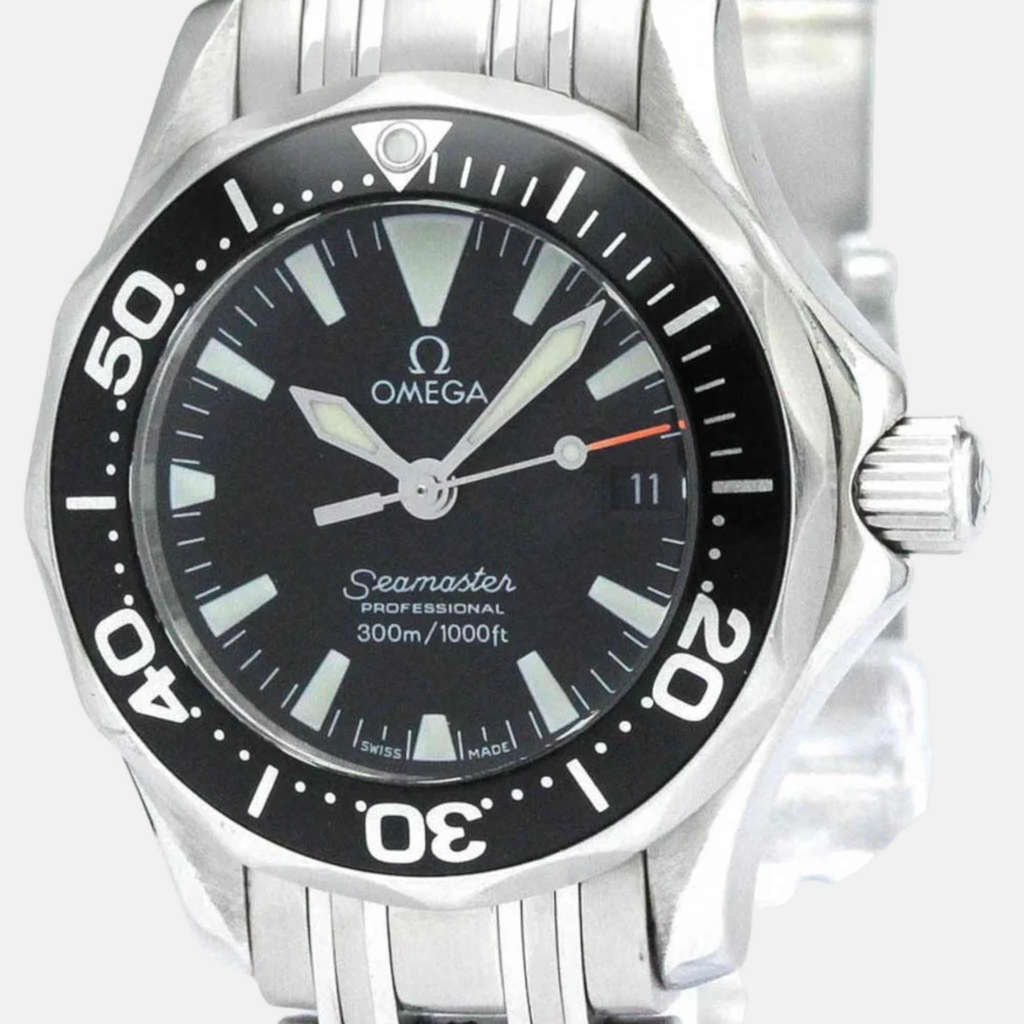

Omega Black Stainless Steel Seamaster Professional 2282.50 Quartz Women's Wristwatch 29 mm
