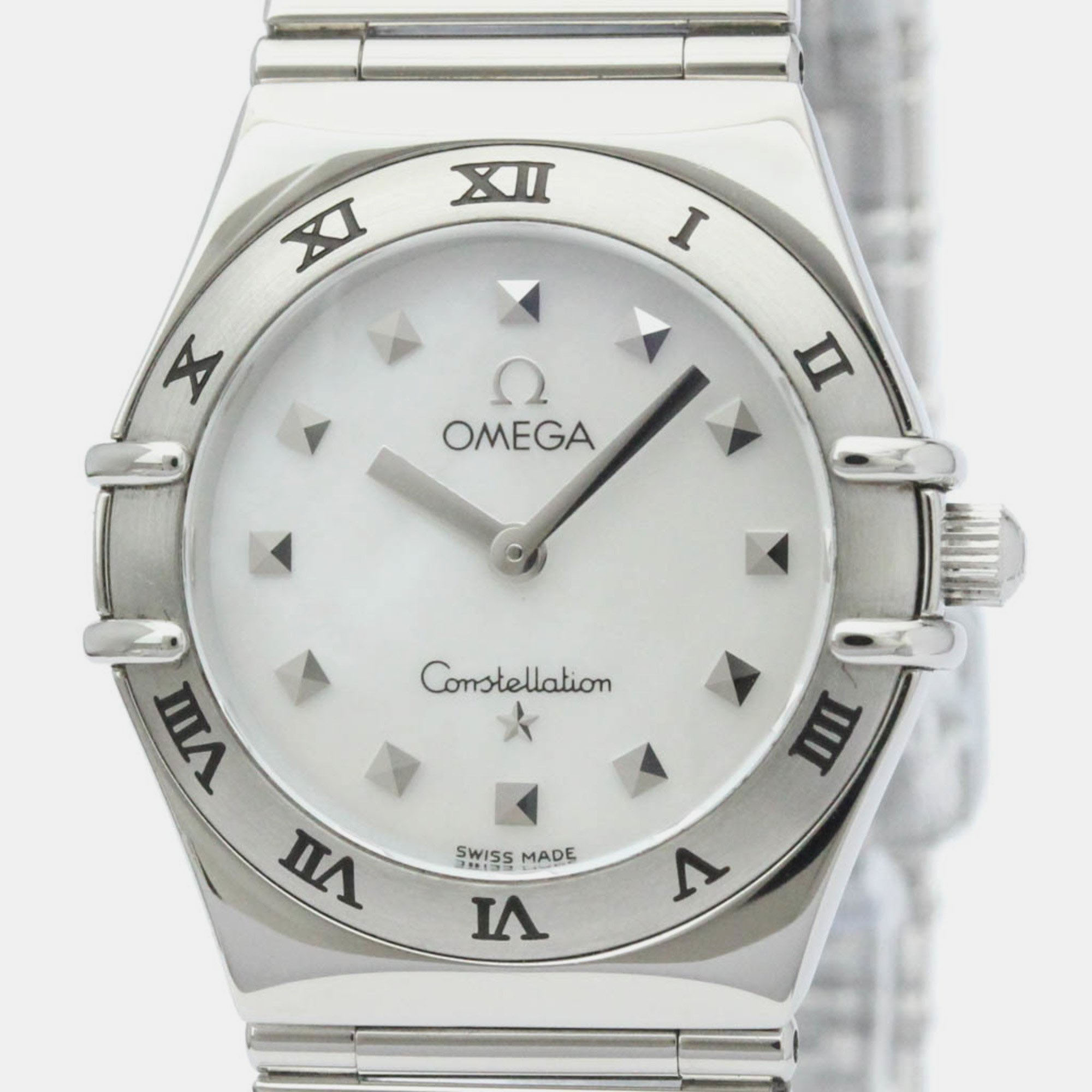 

Omega White Shell Diamond Stainless Steel Constellation 1561.71 Quartz Women's Wristwatch 22 mm