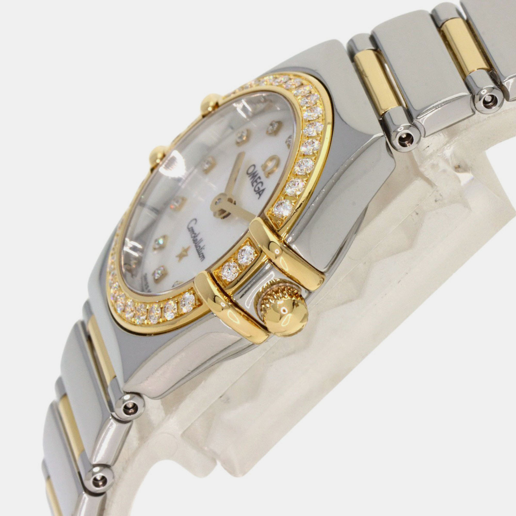 

Omega White 18k Yellow Gold And Stainless Steel Constellation 1360.75 Quartz Women's Wristwatch 23 mm