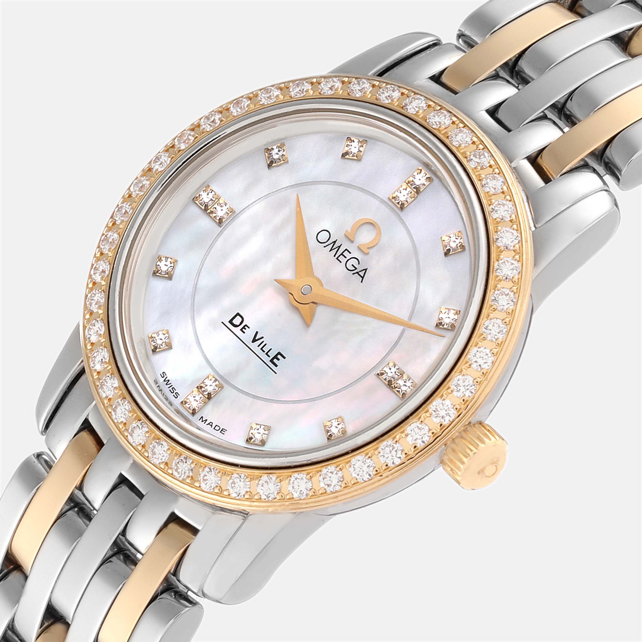 

Omega White Shell 18k Yellow Gold And Stainless Steel De Ville Prestige 4375.75.00 Quartz Women's Wristwatch 22 mm