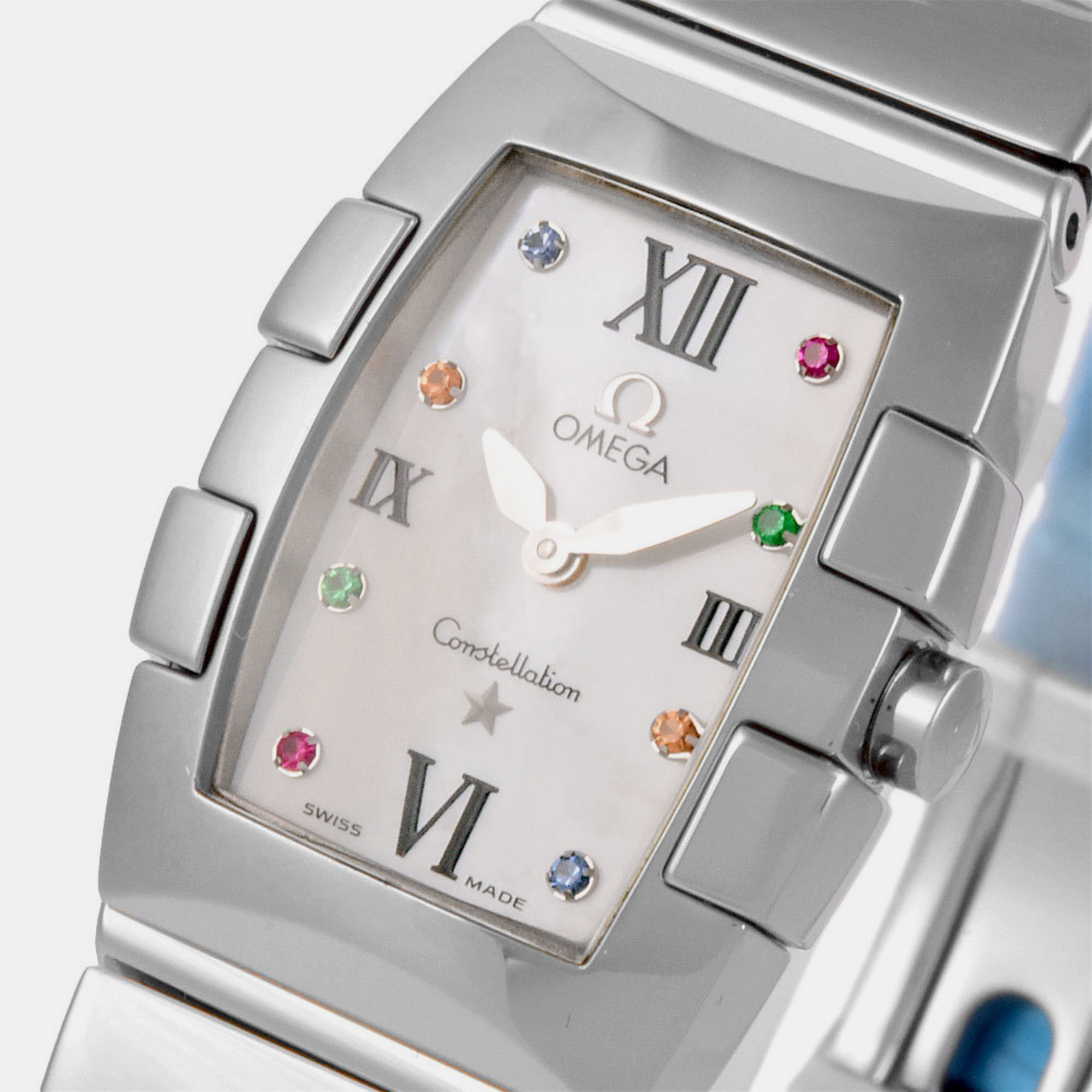 

Omega White Shell Stainless Steel Constellation 1584.79 Quartz Women's Wristwatch 20 mm