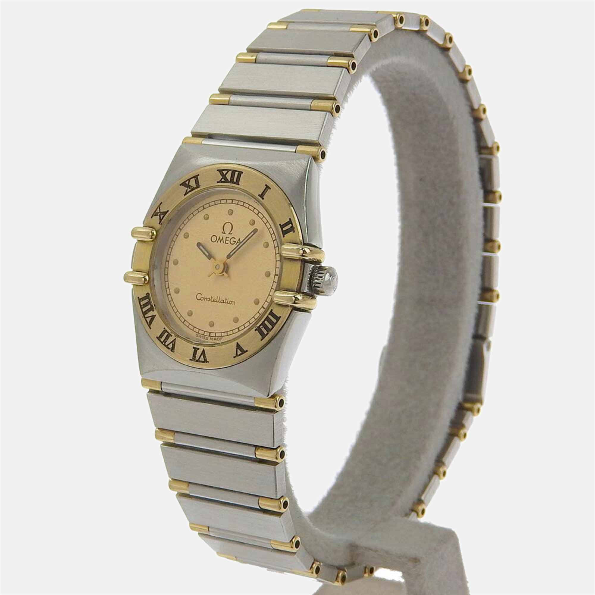 

Omega Champagne Stainless Steel Constellation Quartz Women's Wristwatch 23 mm, Gold