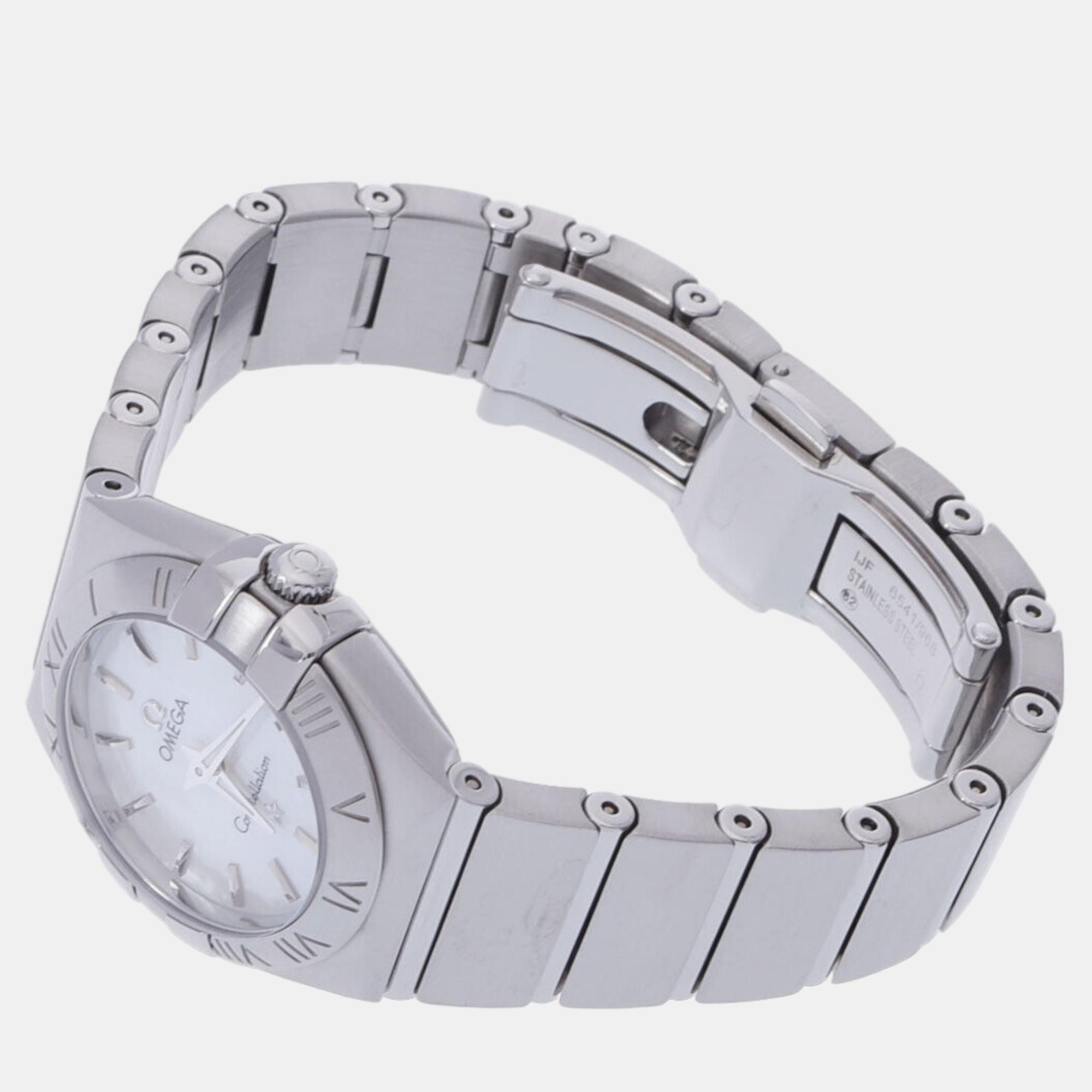 

Omega White Shell Stainless Steel Constellation 123.10.24.60.05.001 Quartz Women's Wristwatch 24 mm