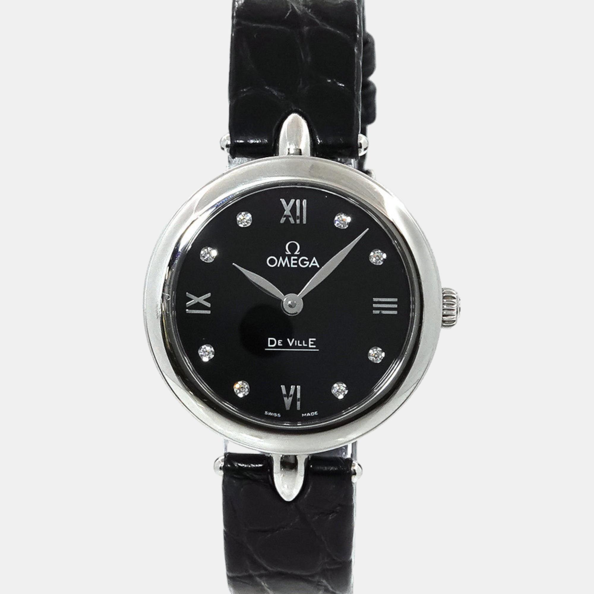 

Omega Black Stainless Steel De Ville Prestige 424 13 27 60 51 001 Quartz Women's Wristwatch 27 mm