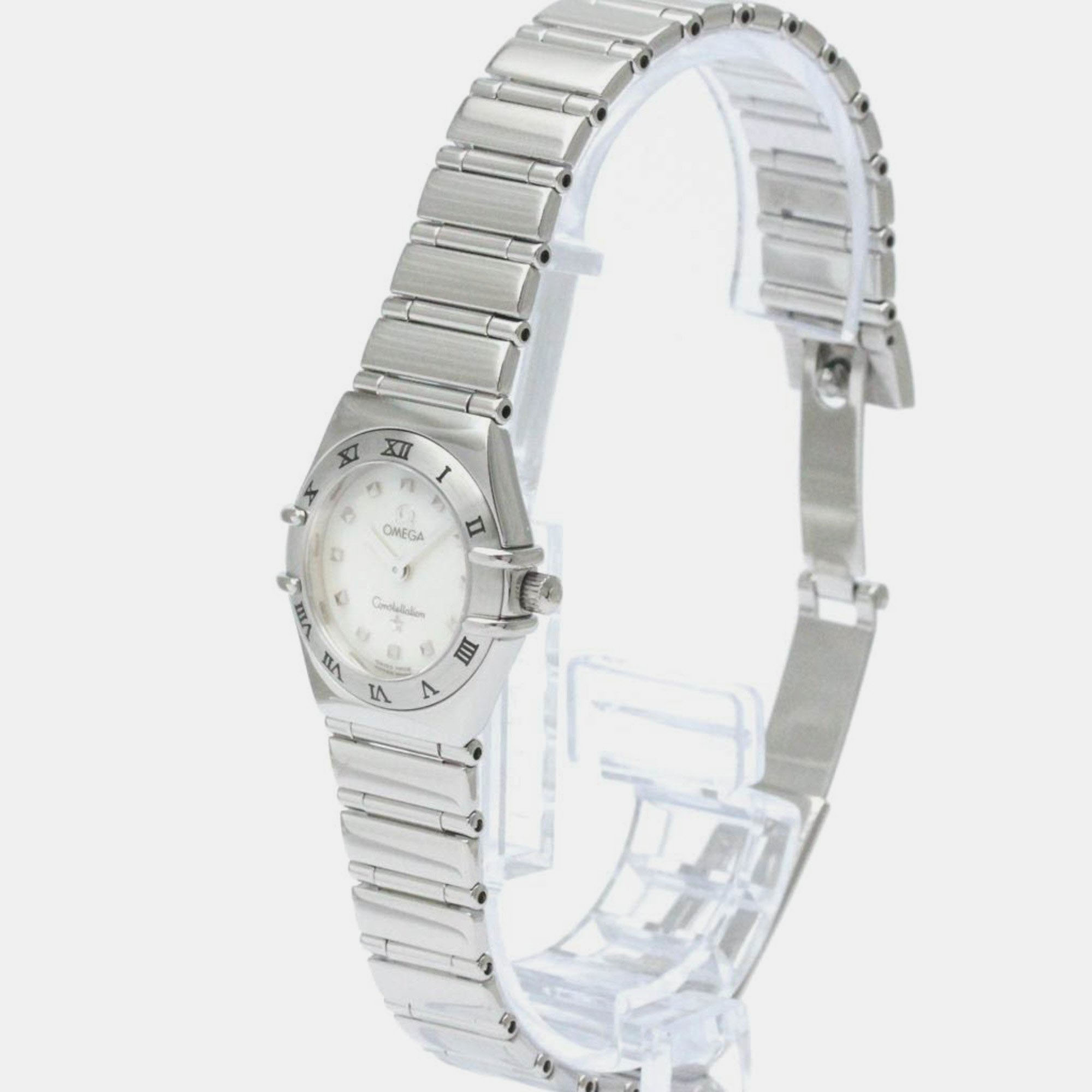 

Omega White Shell Stainless Steel Constellation 1561.71 Quartz Women's Wristwatch 22 mm